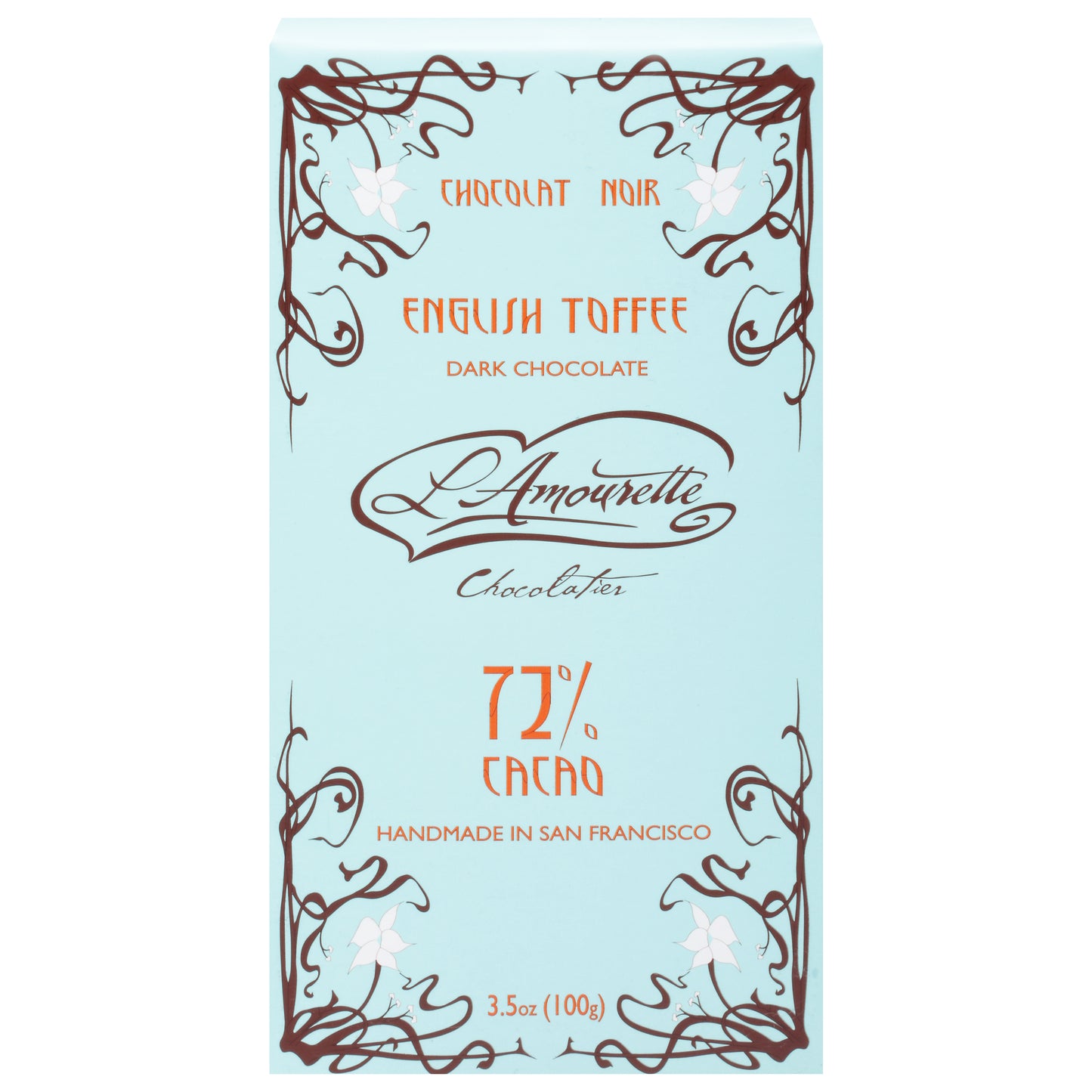 L'Amourette 72% Cacao English Toffee Dark Chocolate 3.5 oz