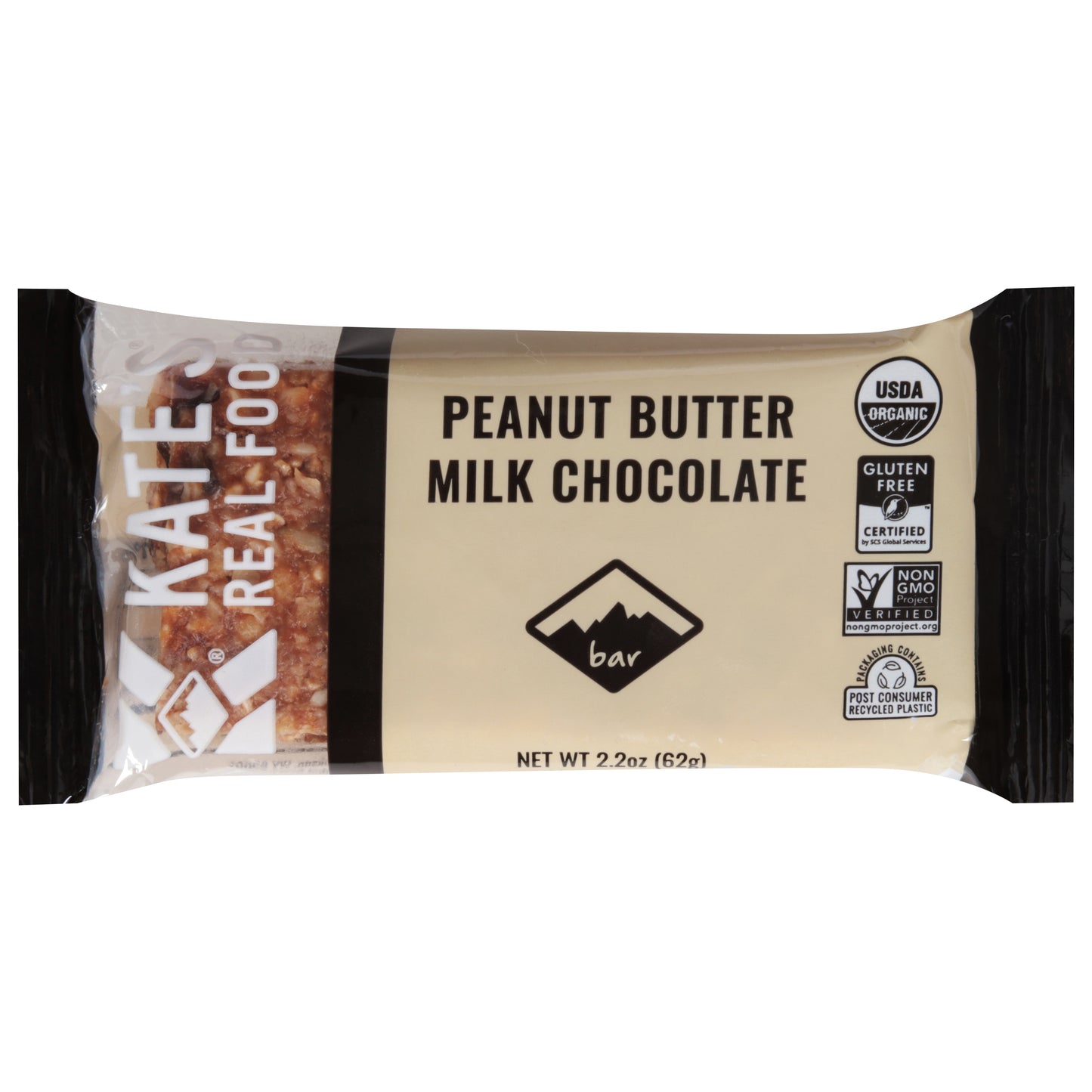 Kate's Real Food Gluten Free Peanut Butter Milk Chocolate Bar 2.2 oz
