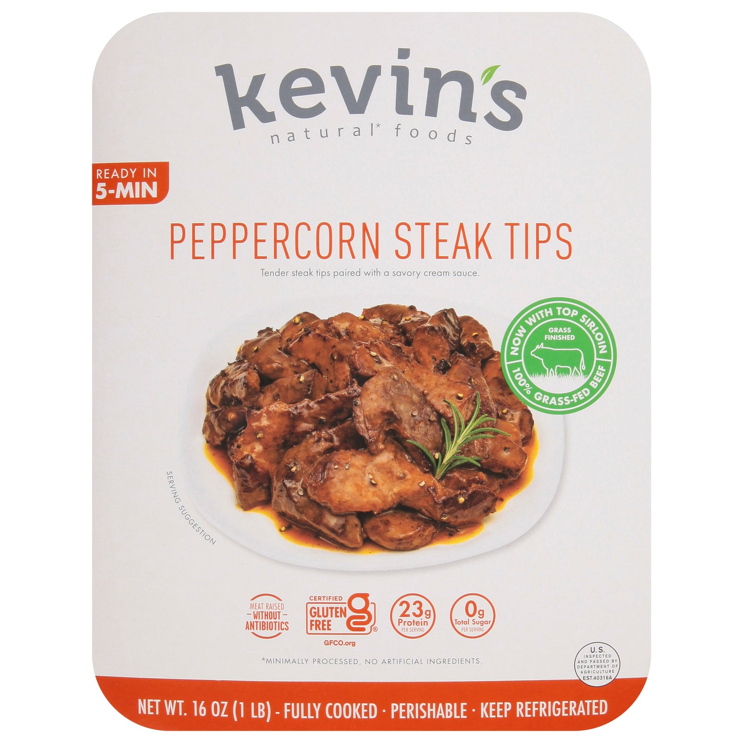 Kevin's Natural Foods Peppercorn Steak Tips 16 oz