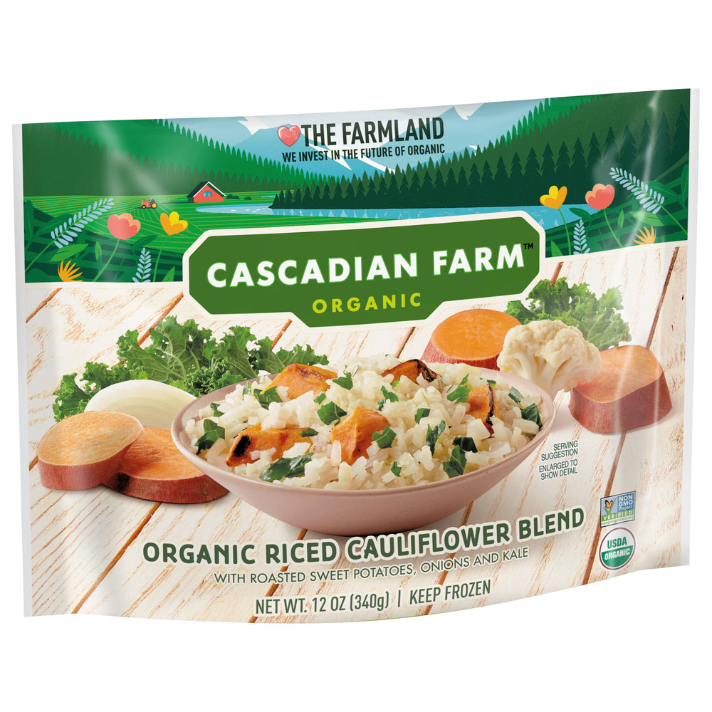 Cascadian Farm, Frozen Organic Riced Cauliflower Blend Roasted Sweet Potatoes And Kale