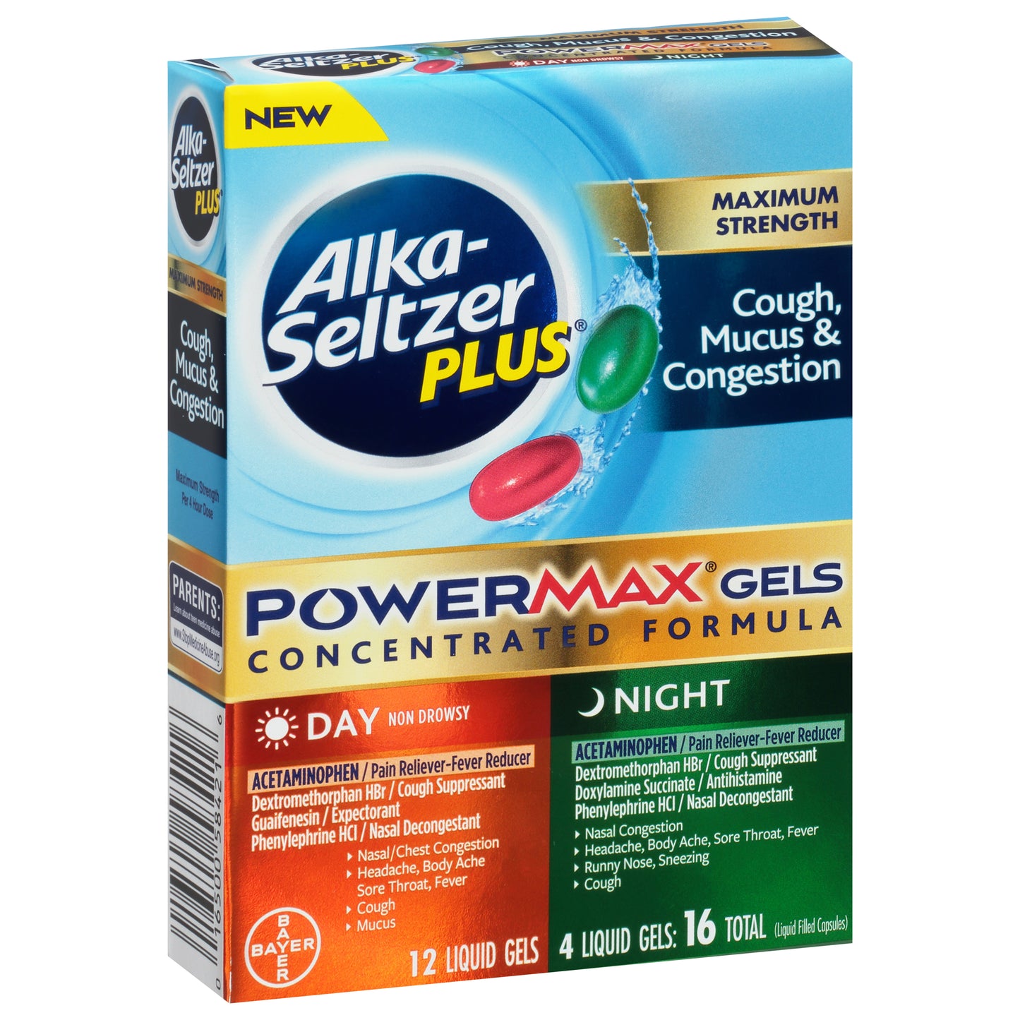 Alka-Seltzer Plus PowderMax Gels Day/Night Maximum Strength Cough, Mucus & Congestion 16 ea