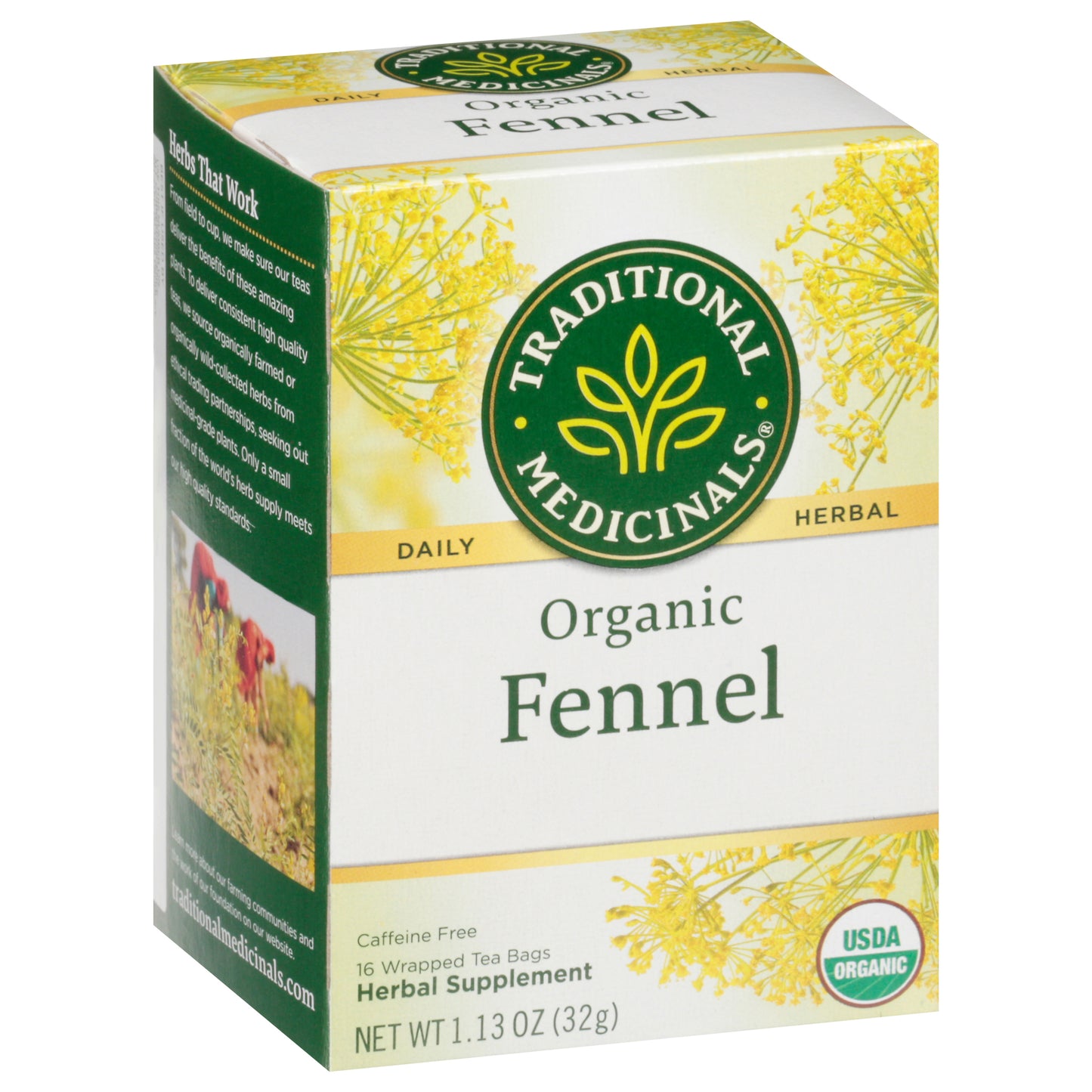 Traditional Medicinals Organic Fennel Herbal Supplement 16 Tea Bags