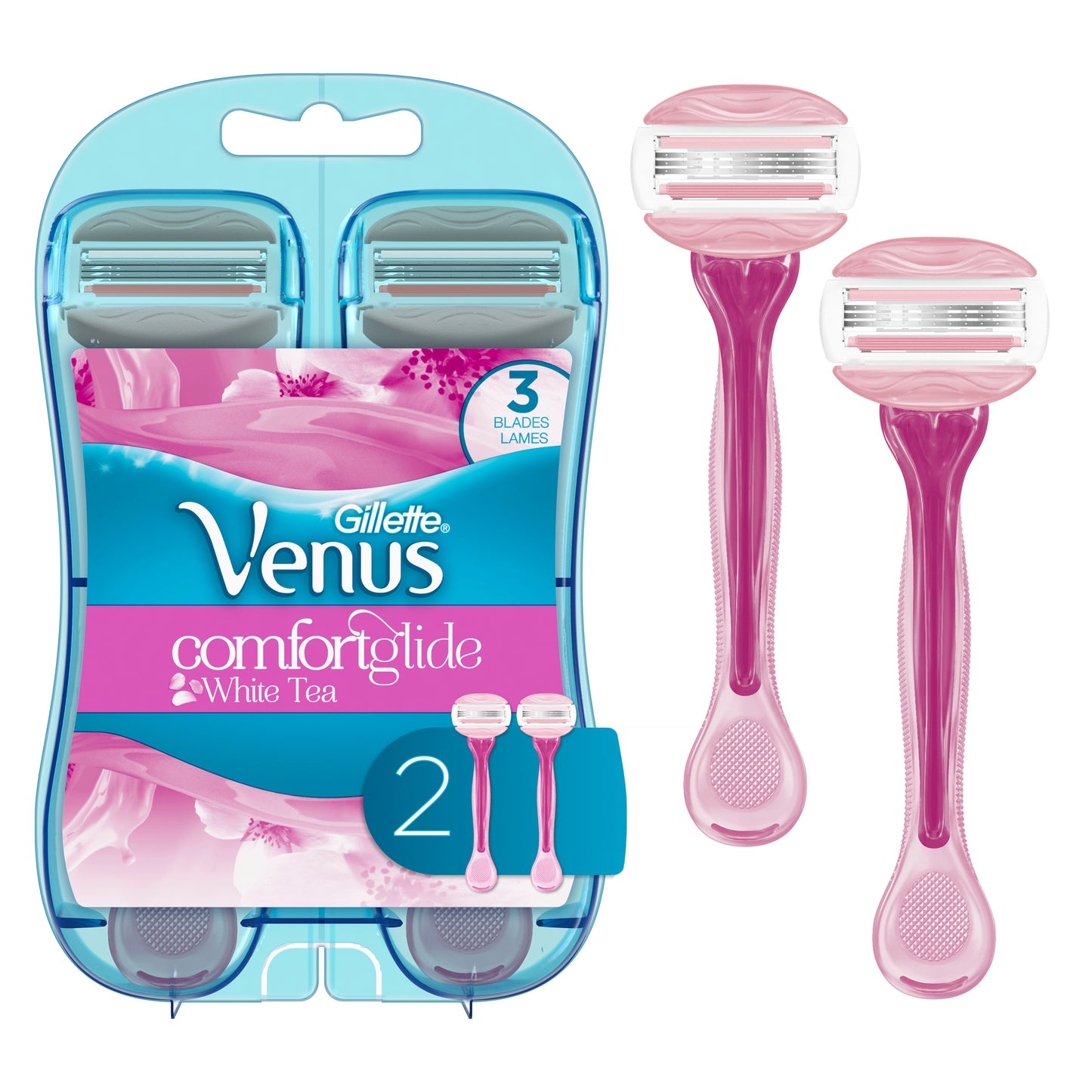 Gillette Venus ComfortGlide White Tea Scented Women's Disposable Razor, 2 Count