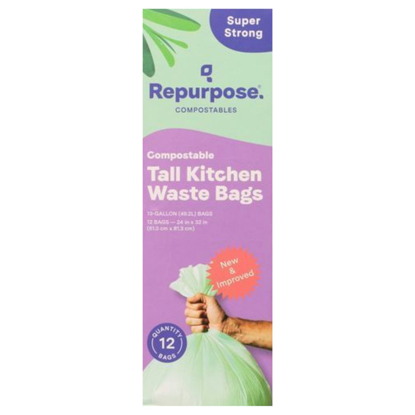 Repurpose Compostable Tall Kitchen Bag (13 gal), 12Ct