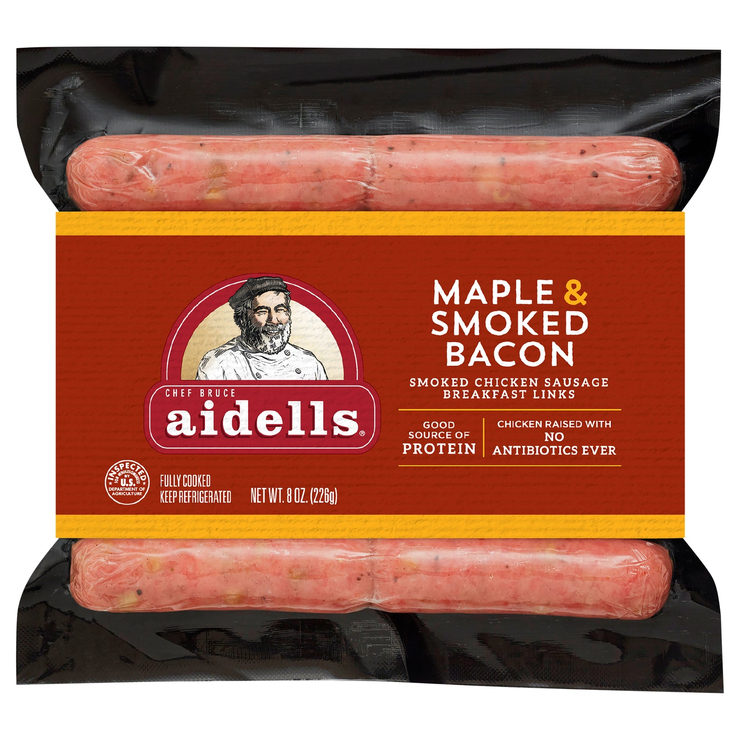 Aidells® Smoked Chicken Sausage Breakfast Links, Maple & Smoked Bacon, 8 oz. (10 Fully Cooked Links)