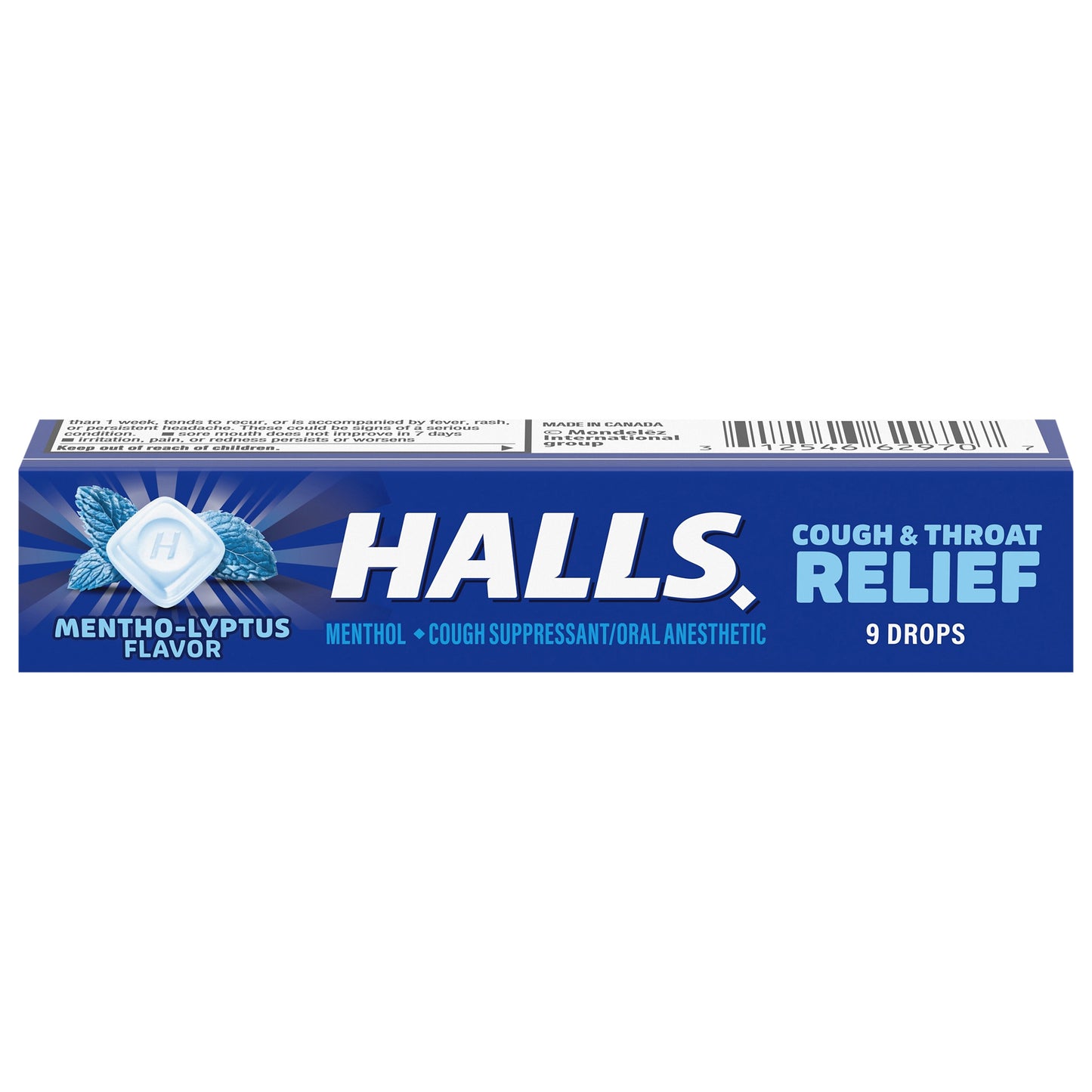 HALLS Cough and Throat Relief Mentho-Lyptus Cough Drops, 9 Drops