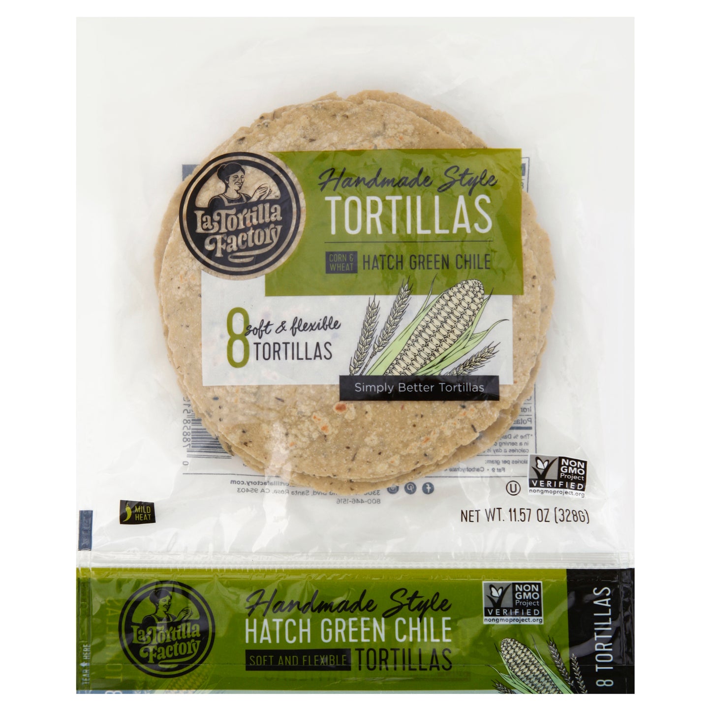 La Tortilla Factory Tortillas 8 ea - Hatch Green Chile Corn & Wheat