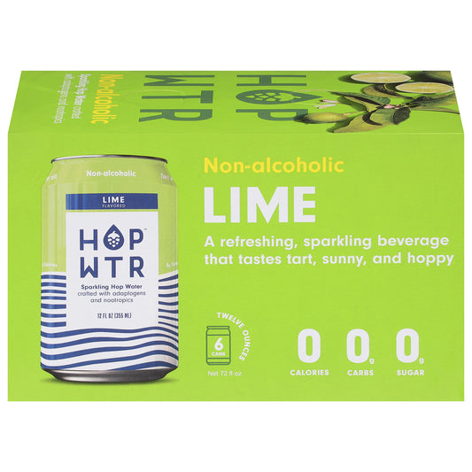 Hop Wtr Non-Alcoholic Lime Sparkling Hop Water 6 - 12 oz Cans