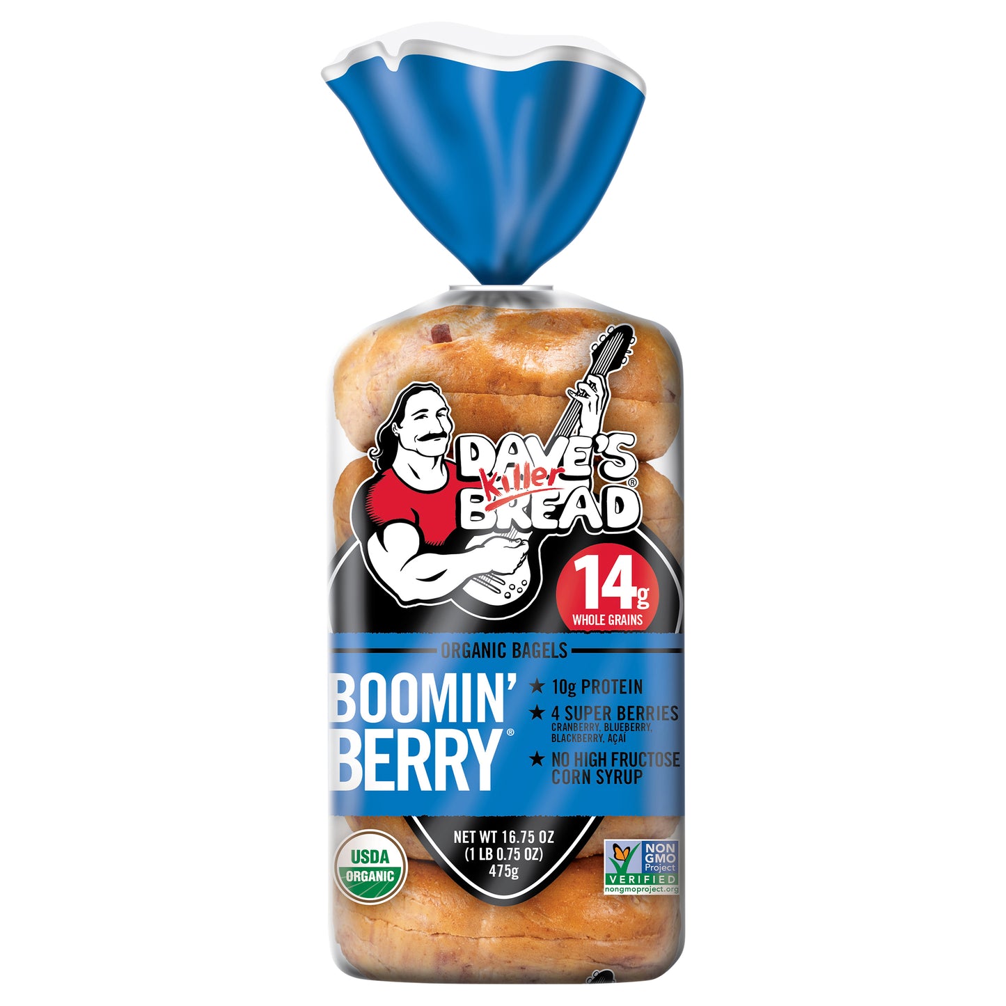 Dave’s Killer Bread® Boomin’ Berry® Bagels, Cranberry, Blueberry, Blackberry and Acai Bagels, 5 Count