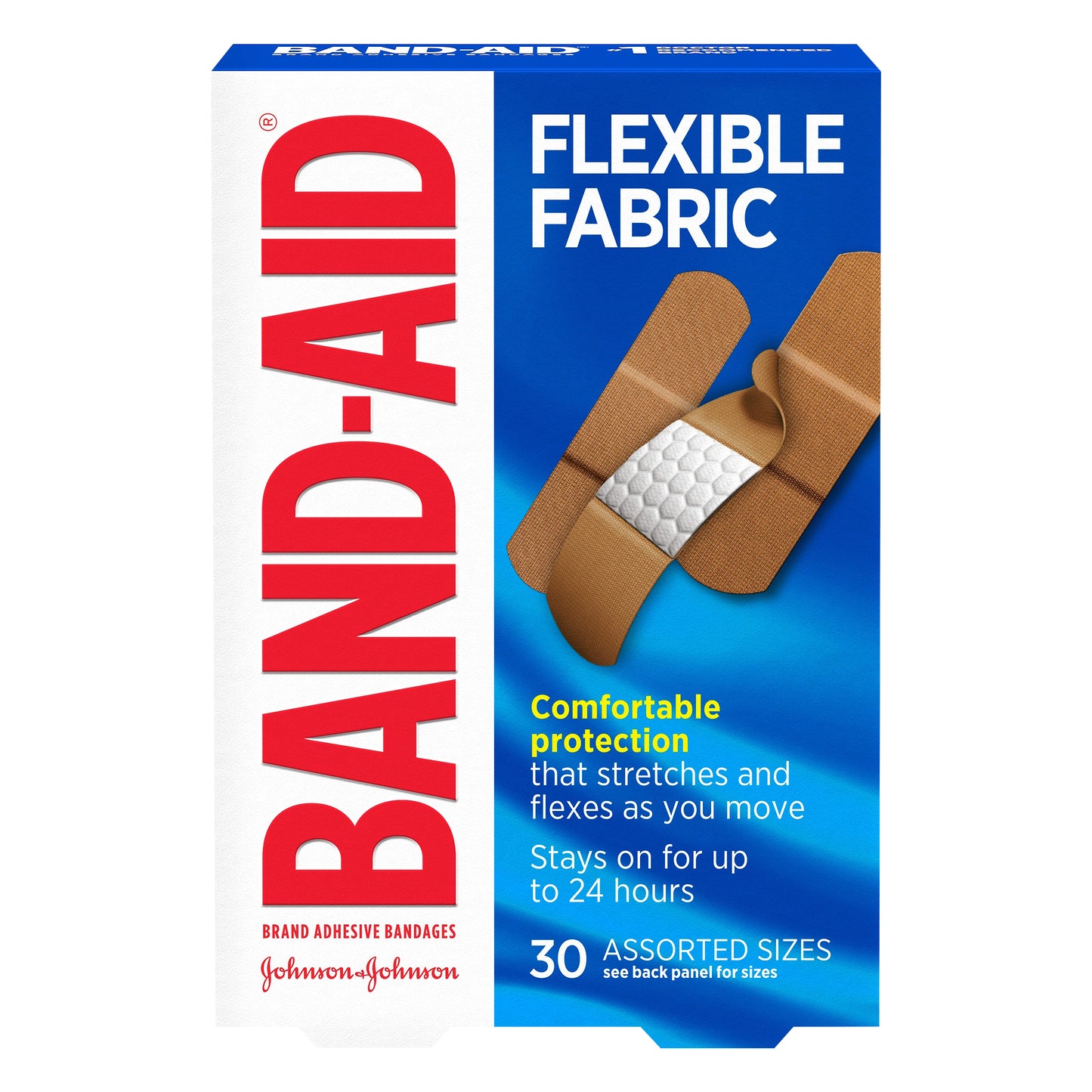 Band Aid Assorted Sizes Flexible Fabric Bandages 30 ea