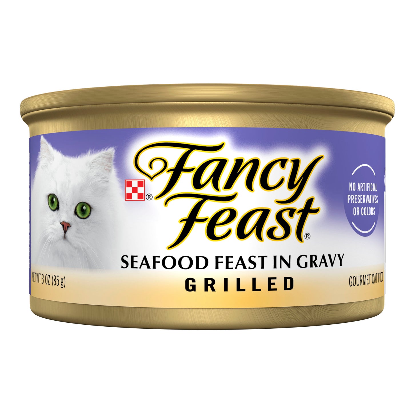 Purina Fancy Feast Grilled Wet Cat Food Seafood Feast in Wet Cat Food Gravy - 3 oz. Can