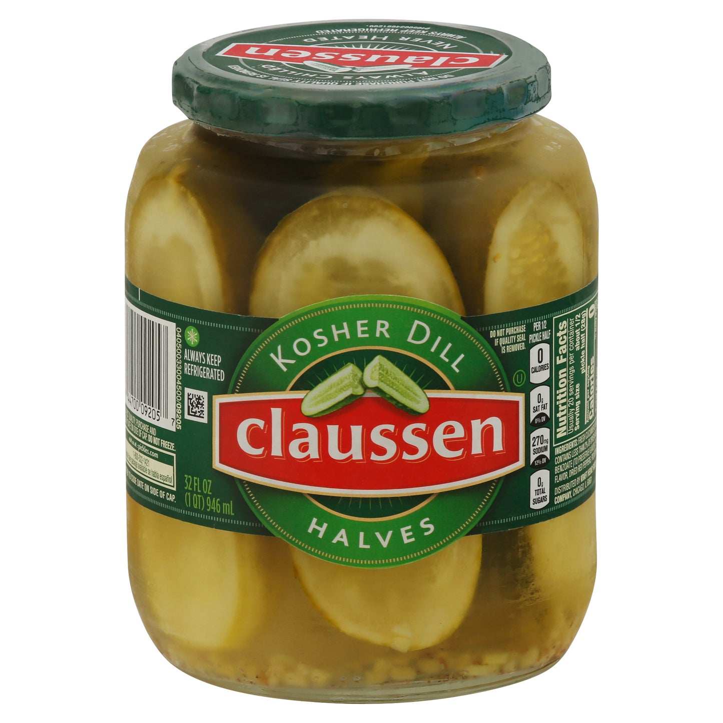 Claussen Halves Kosher Dill Pickles 32 fl oz