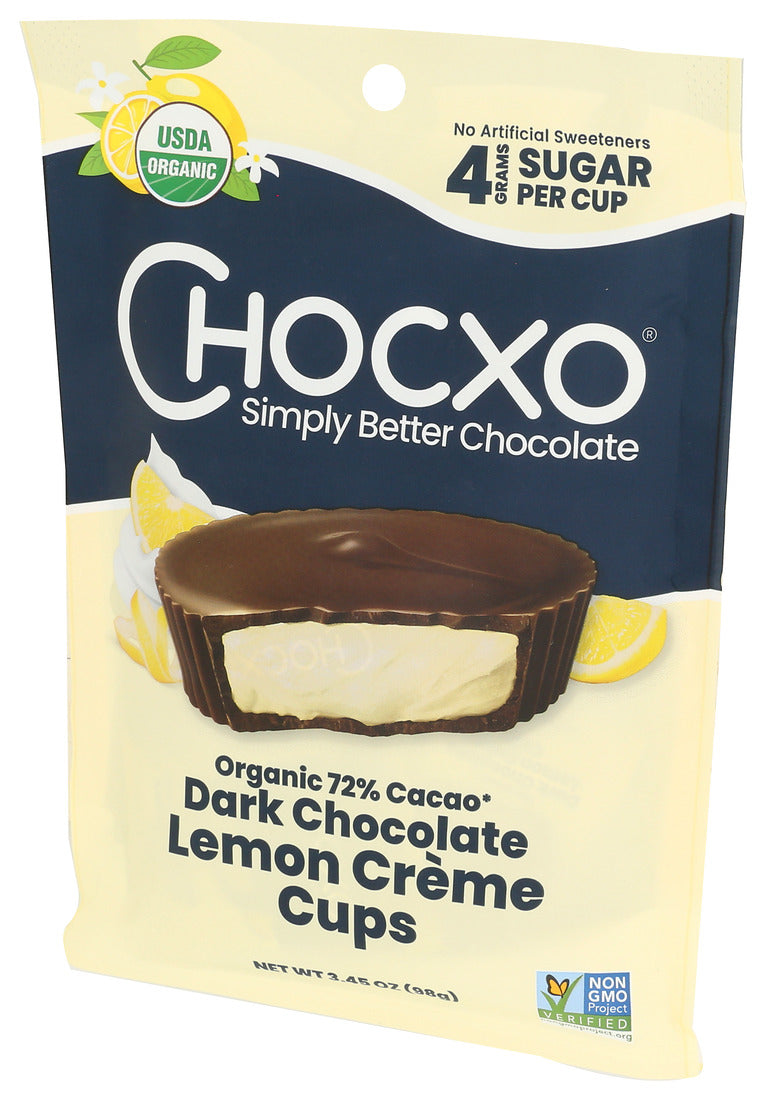 Chocxo, Dark Chocolate Lemon Creme Cups, 3.45 Oz