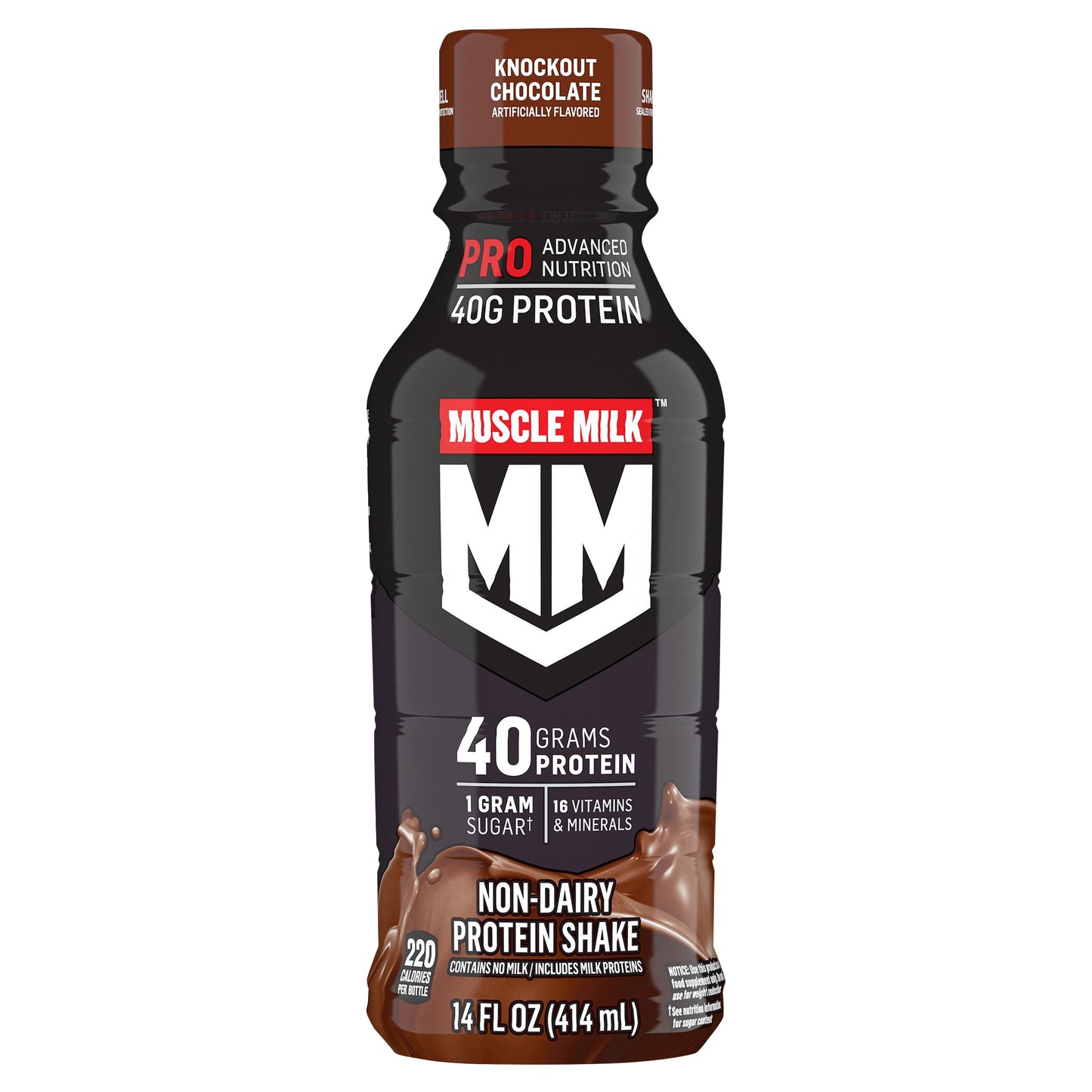 Muscle Milk Pro Series Non-Dairy Protein Shake Knockout Chocolate Artificially Flavored 14 Fl Oz Bottle