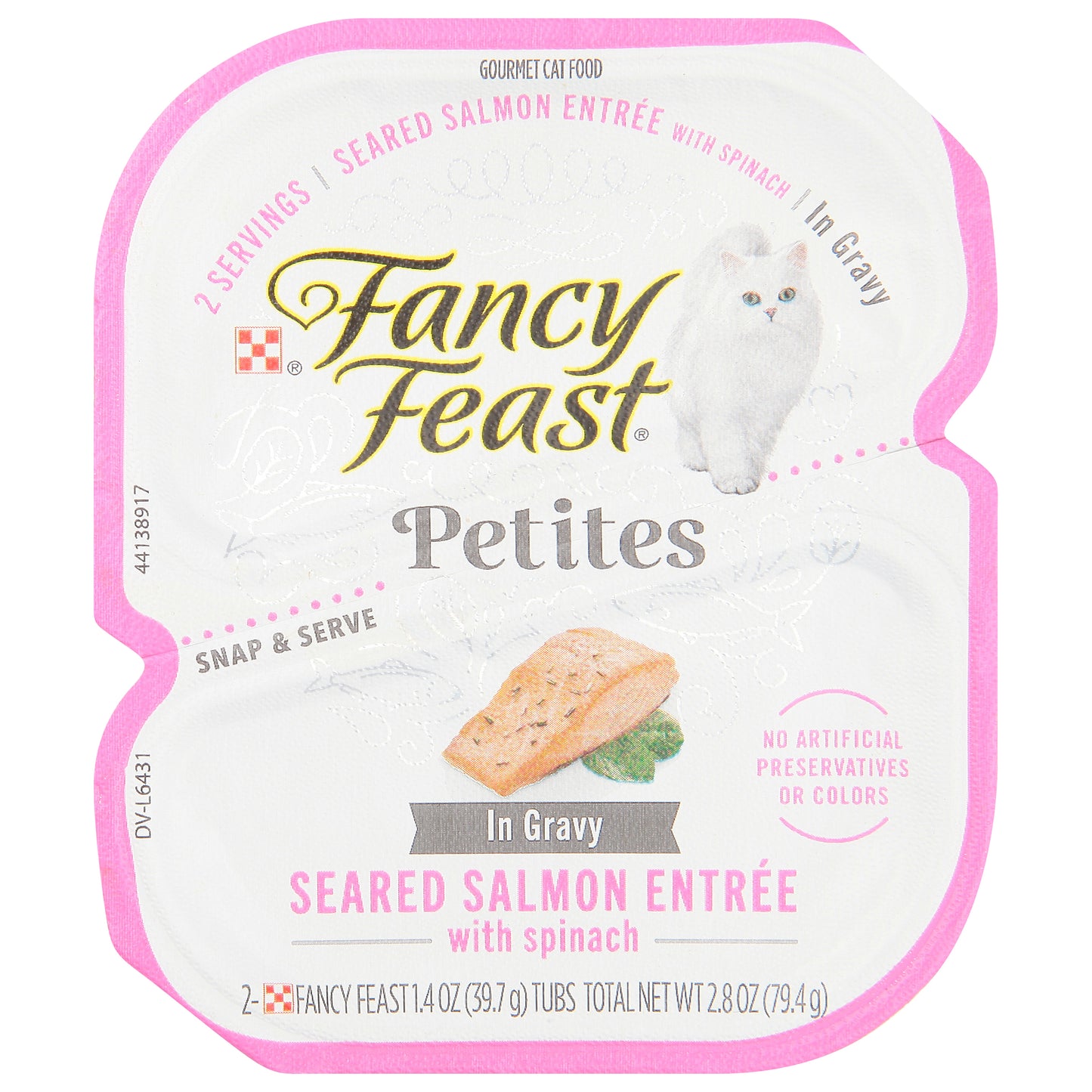 Purina Fancy Feast Gourmet Gravy Wet Cat Food, Petites Seared Salmon With Spinach Entree - 2.8 oz. Tub