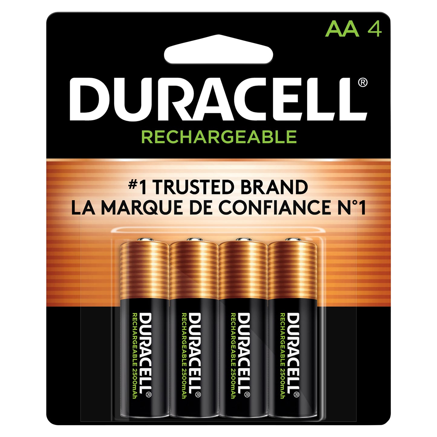 Duracell Rechargeable AA NiMH Batteries, 4/Pack