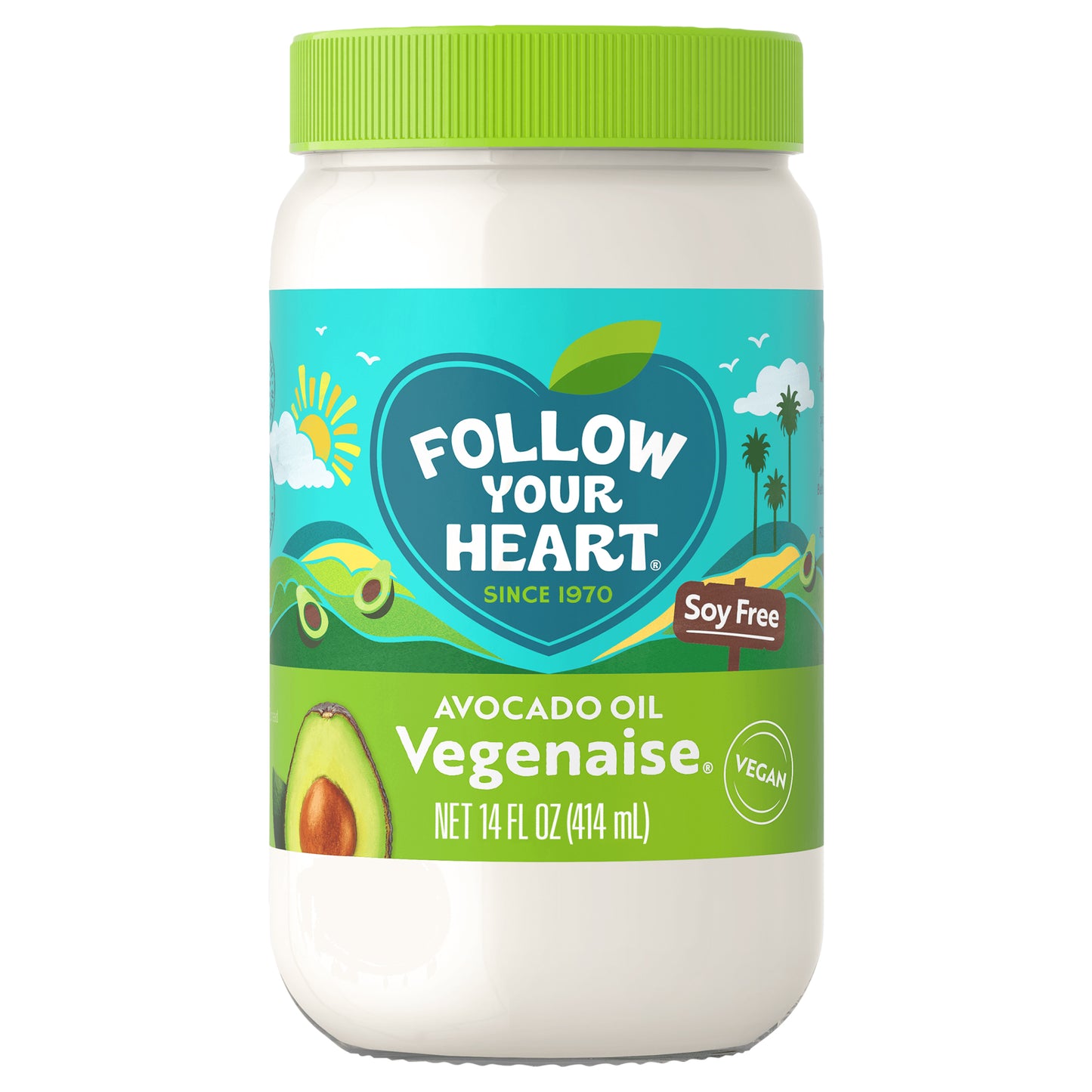 Follow Your Heart Vegenaise Dressing and Sandwich Spread, Avocado Oil, Dairy Free, Egg Free Mayo, 14 FL OZ Jar