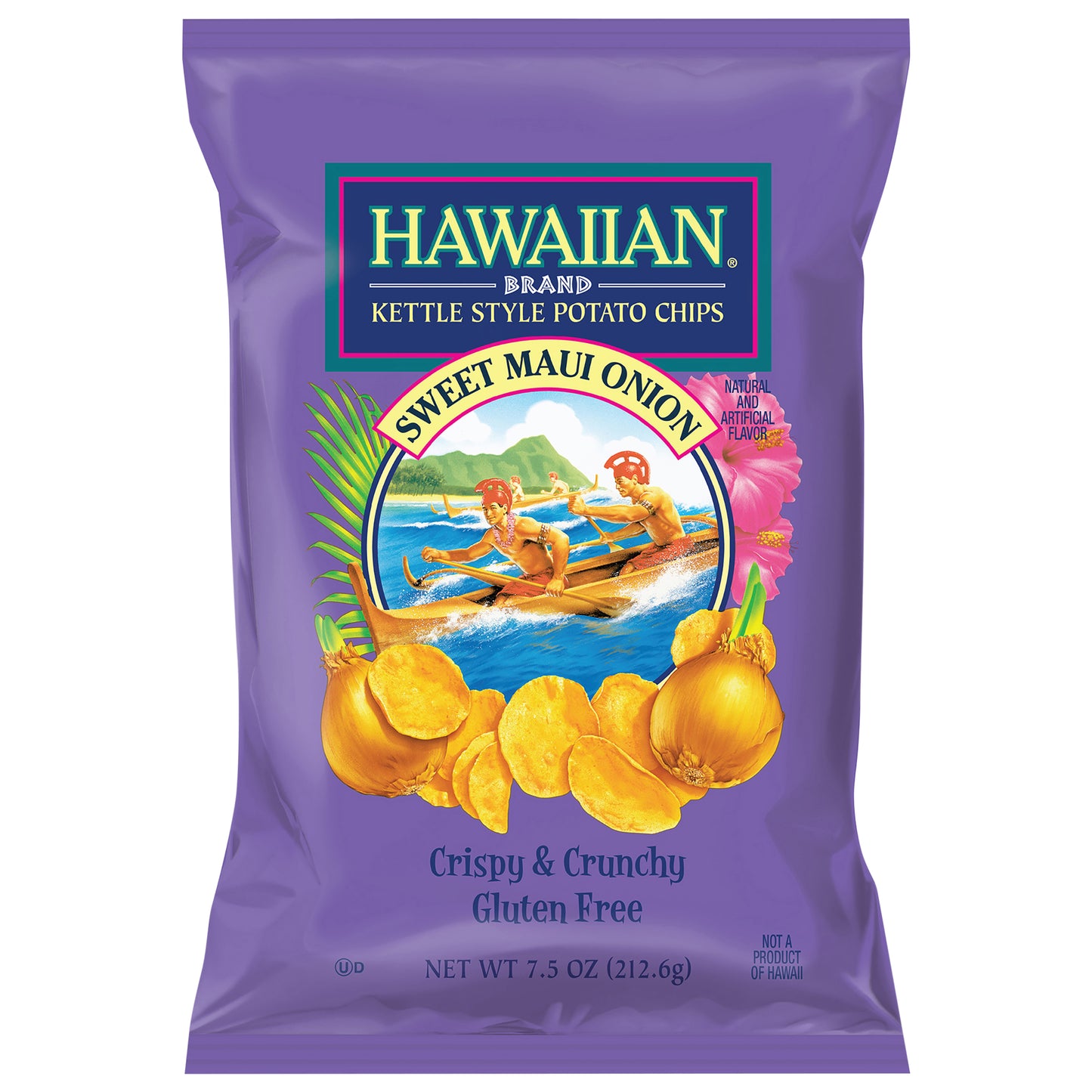 7.5 oz Hawaiian Brand Sweet Maui Onion Kettle Style Potato Chips