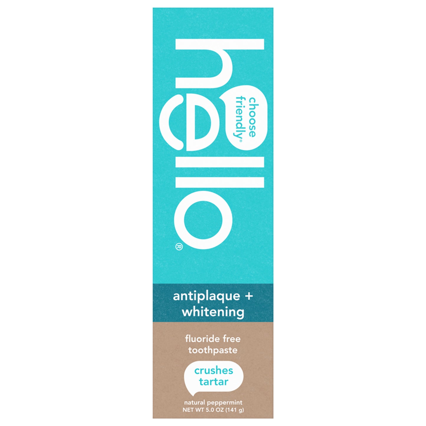 hello Antiplaque and Whitening Fluoride Free Toothpaste, Natural Peppermint, 5 Oz