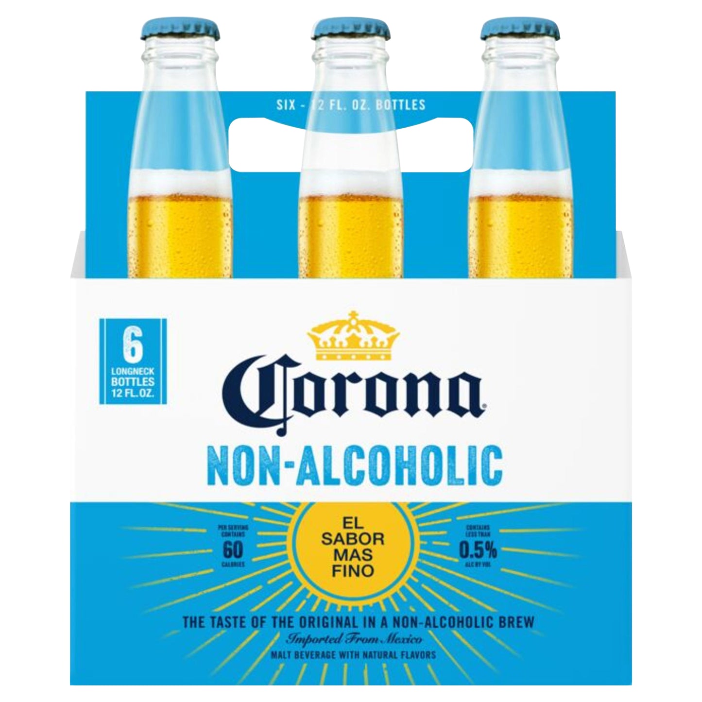 Corona Non-Alcoholic Malt Beverage Mexican Brew, 6 pk 12 fl oz Bottles, less than 0.5% ABV