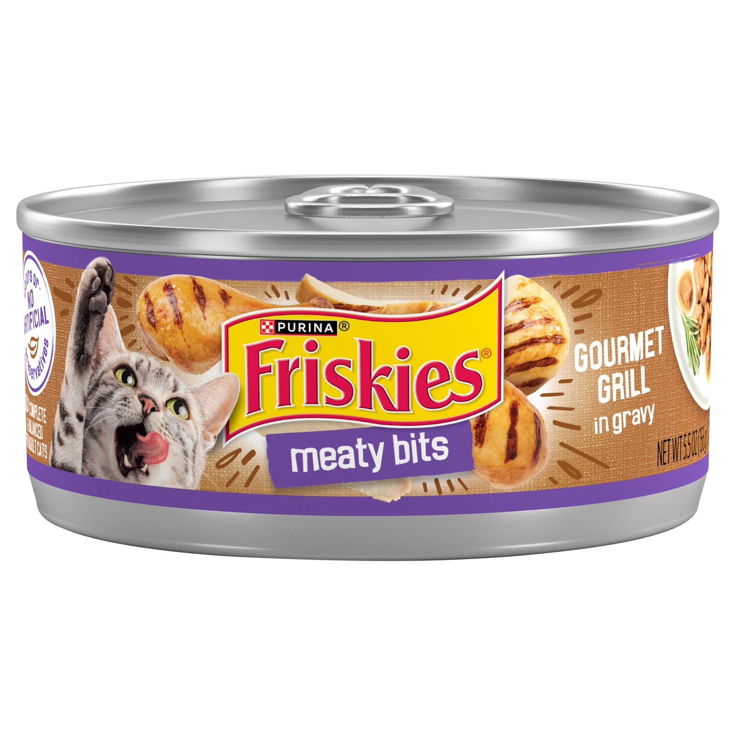Purina Friskies Gravy Wet Cat Food, Meaty Bits Gourmet Grill - 5.5 oz. Can