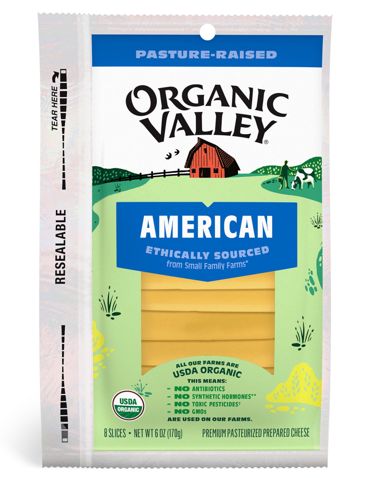 Organic Valley, American Cheese Slices 8 Ct, 6 Oz