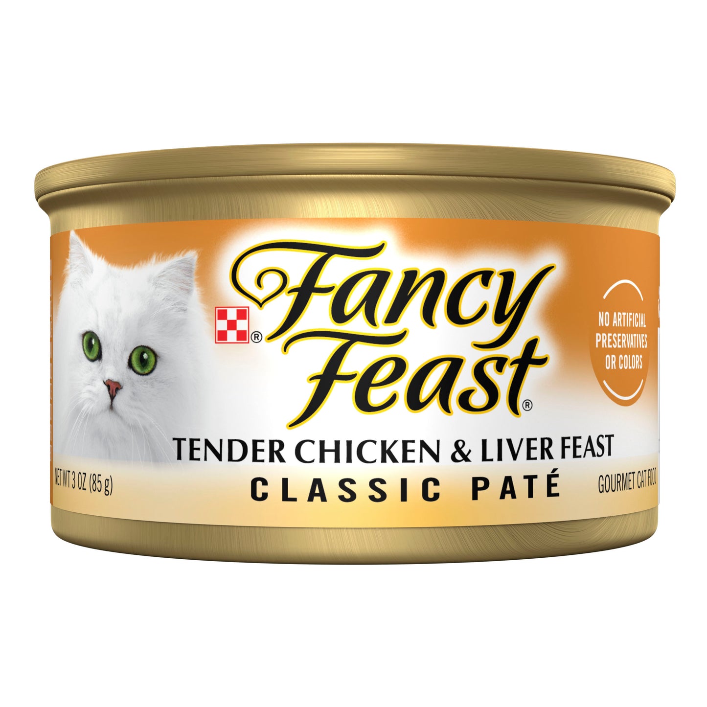 Purina Fancy Feast Tender Chicken and Liver Feast Classic Grain Free Wet Cat Food Pate - 3 oz. Can