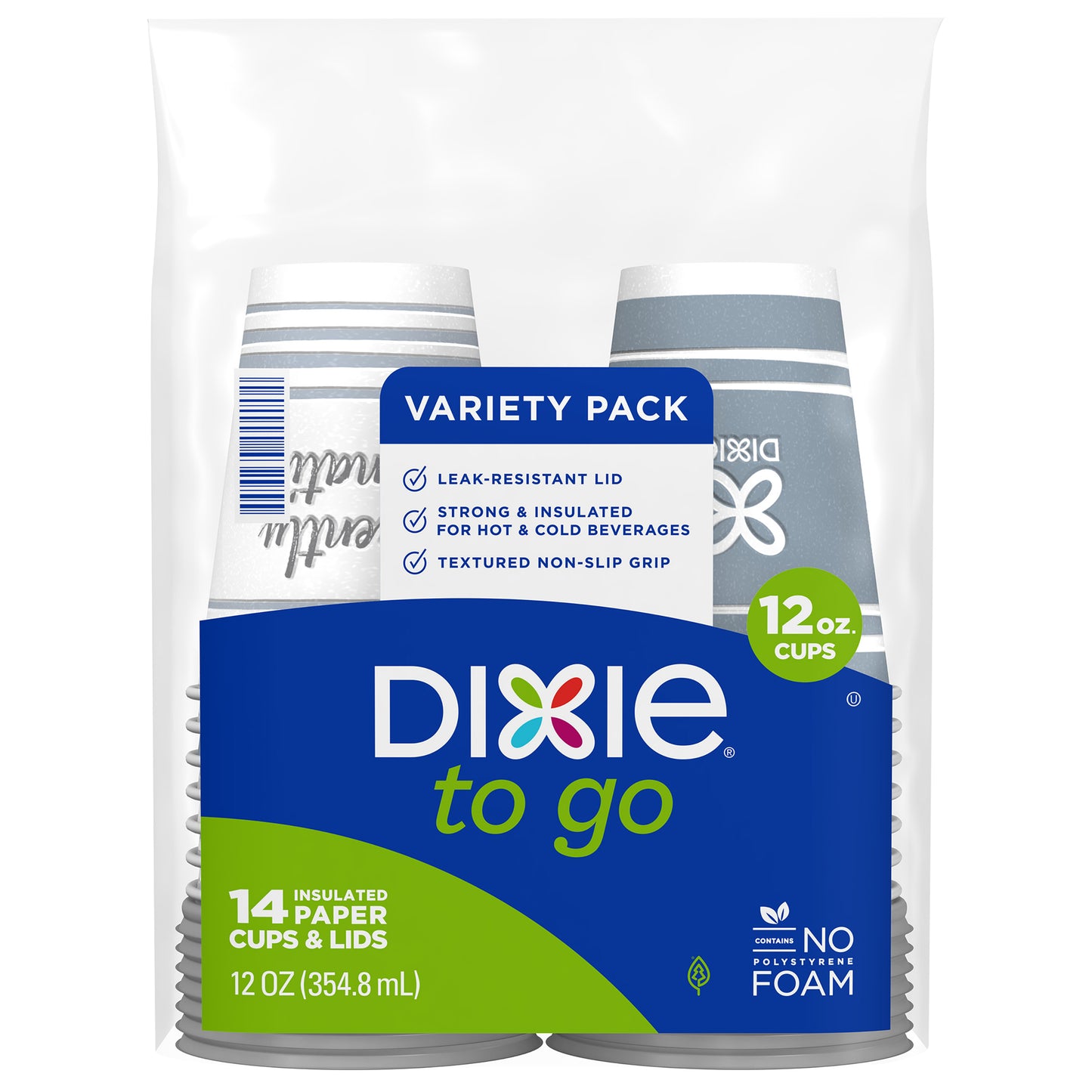 DIXIE TO GO® 12 OZ PAPER CUPS AND LIDS, 14 COUNT