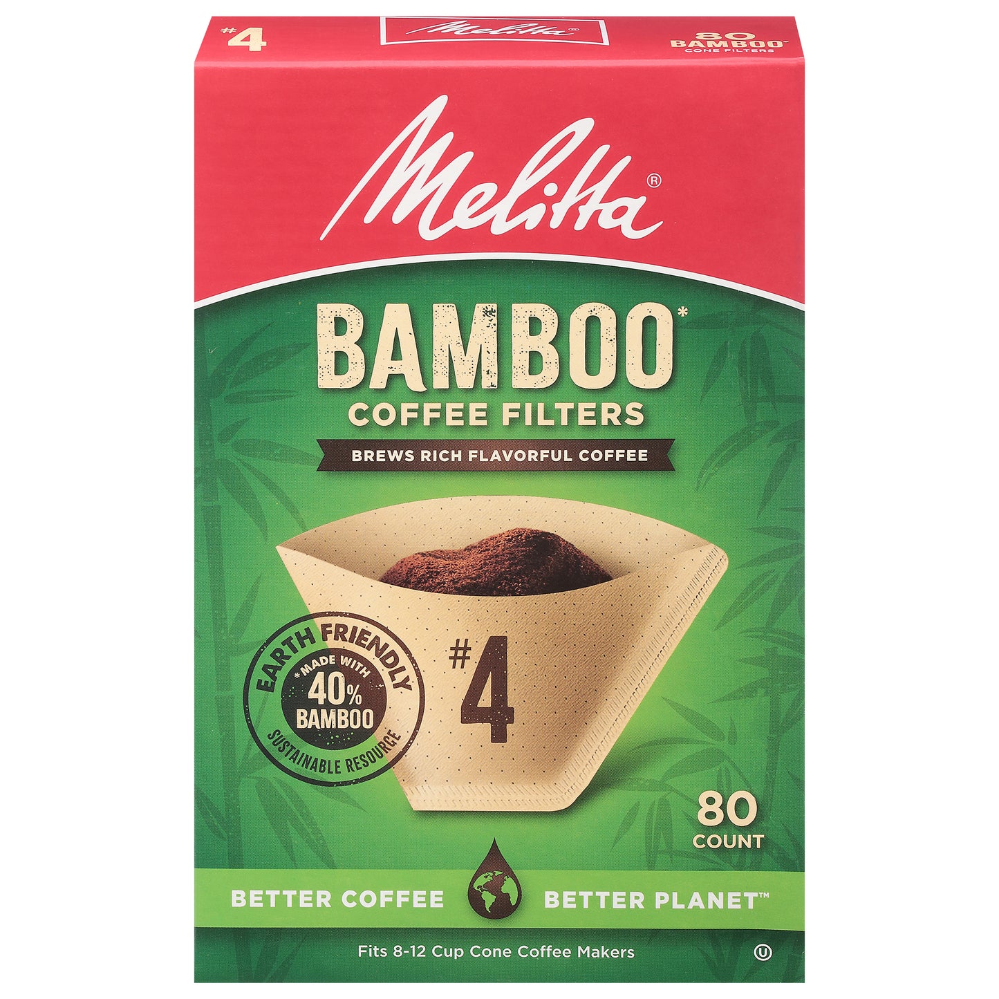 Melitta No. 4 Bamboo Coffee Filters 80 ea
