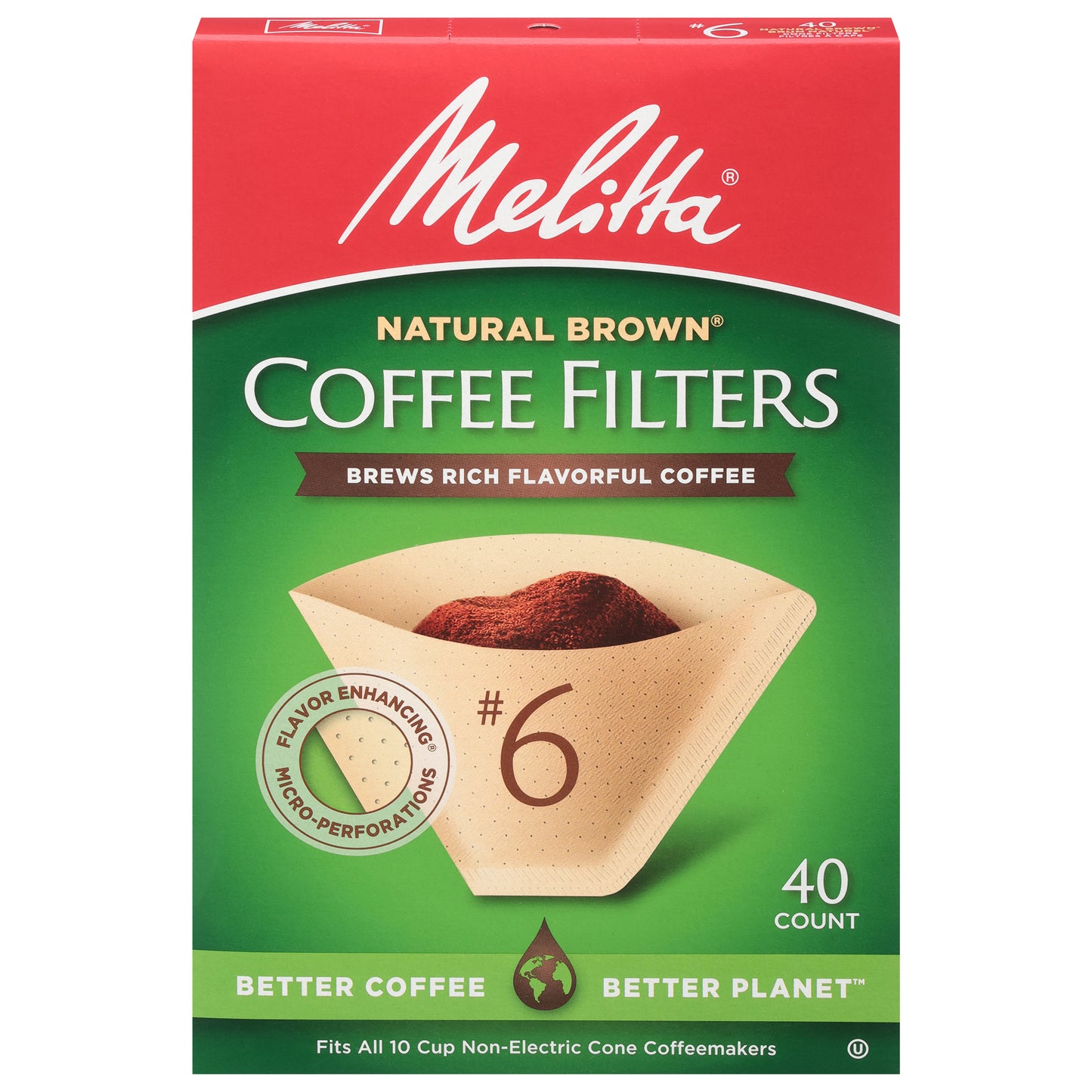 Melitta No. 6 Natural Brown Coffee Filters 40 ea