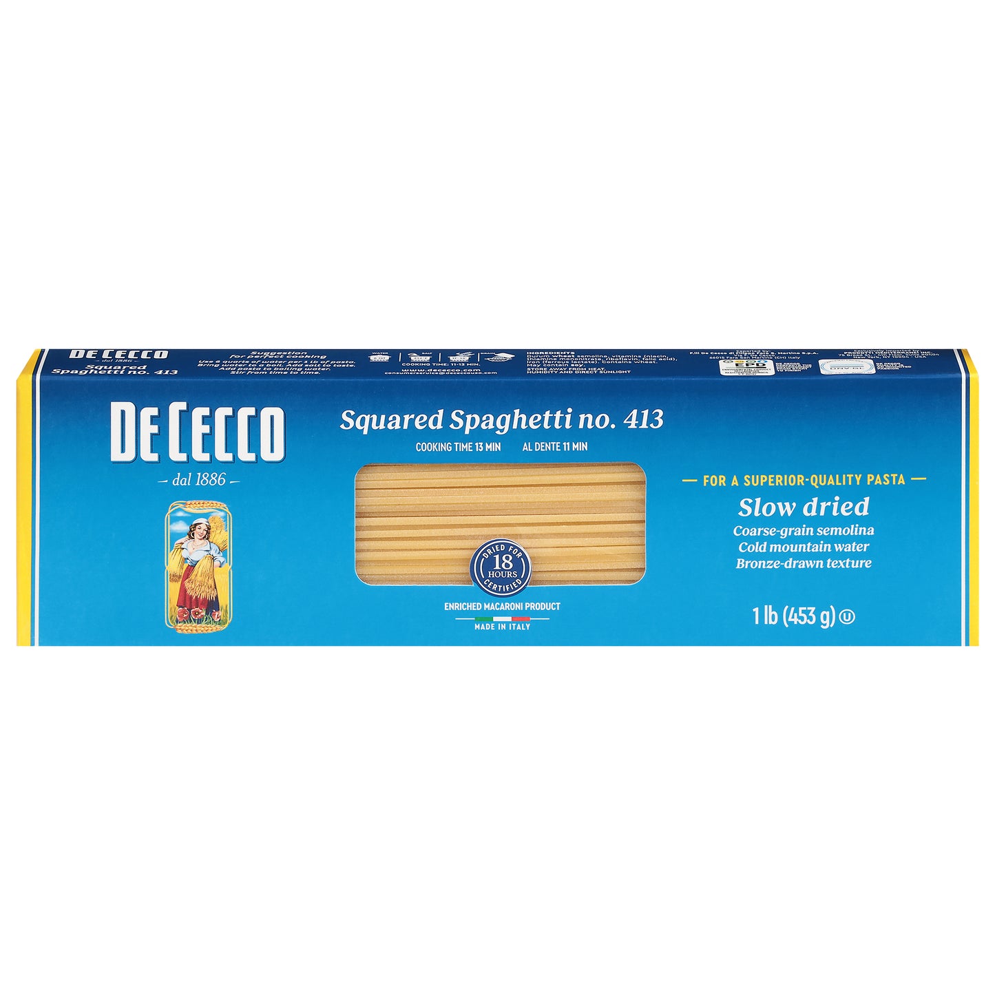 De Cecco No. 413 Squared Spaghetti 1 lb