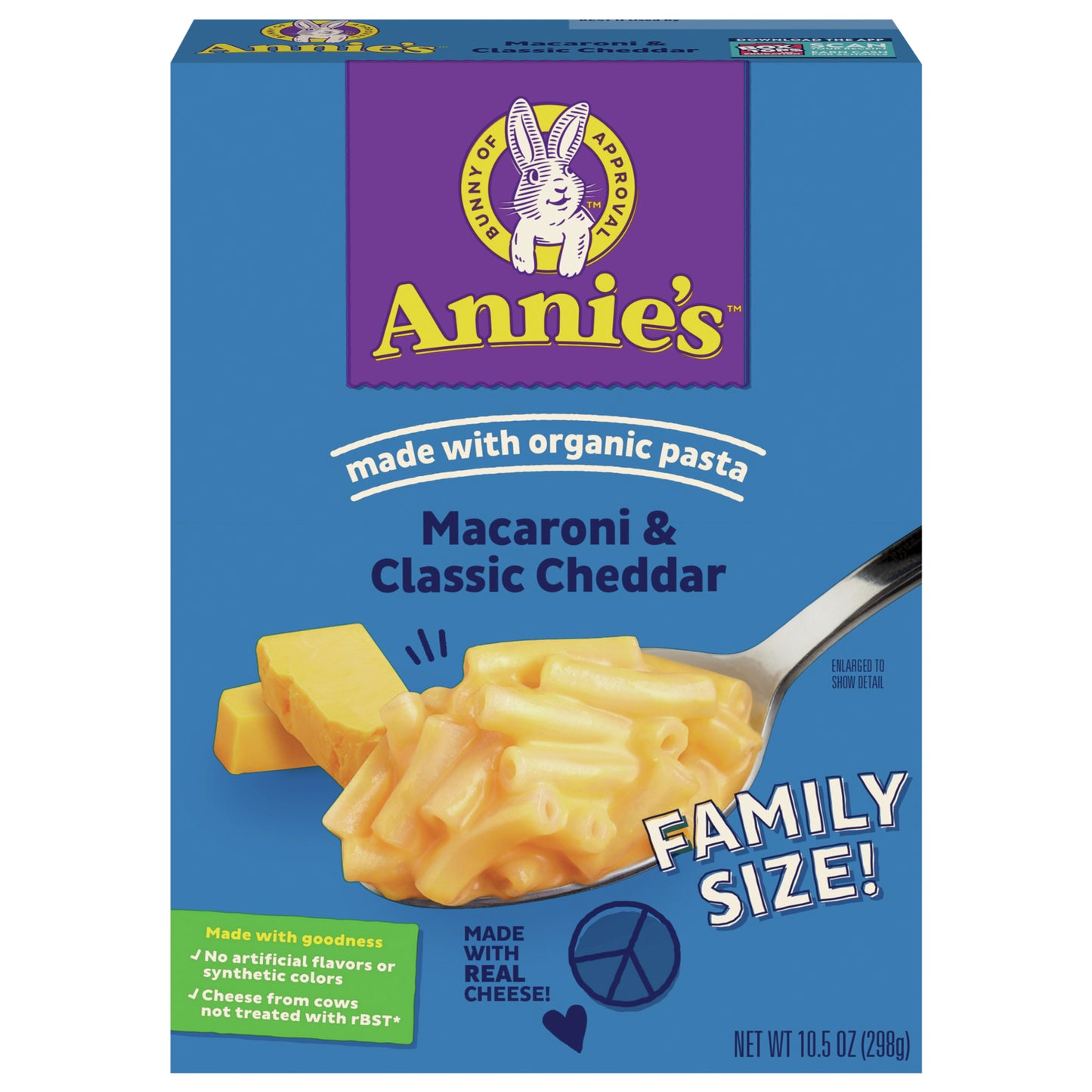 Annie's Macaroni and Cheese, Classic Cheddar, Made with Organic Pasta, Family Size, 10.5 oz
