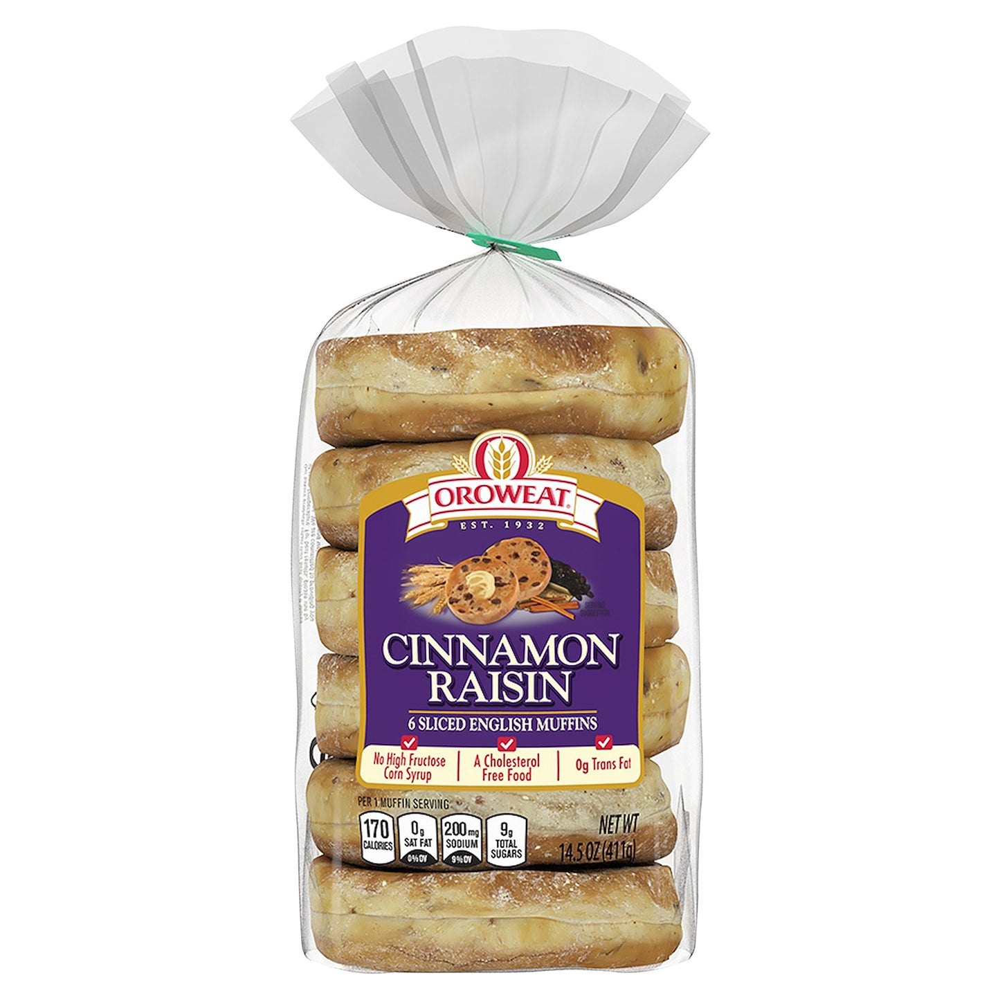 Oroweat Sliced Cinnamon Raisin English Muffins 6 ea