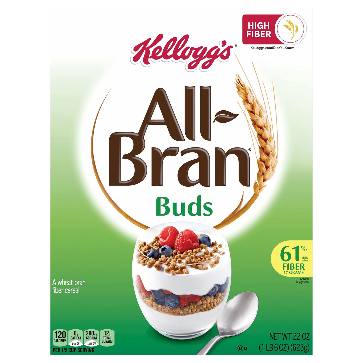 Kellogg's All-Bran Buds Cold Breakfast Cereal Original, 22 oz