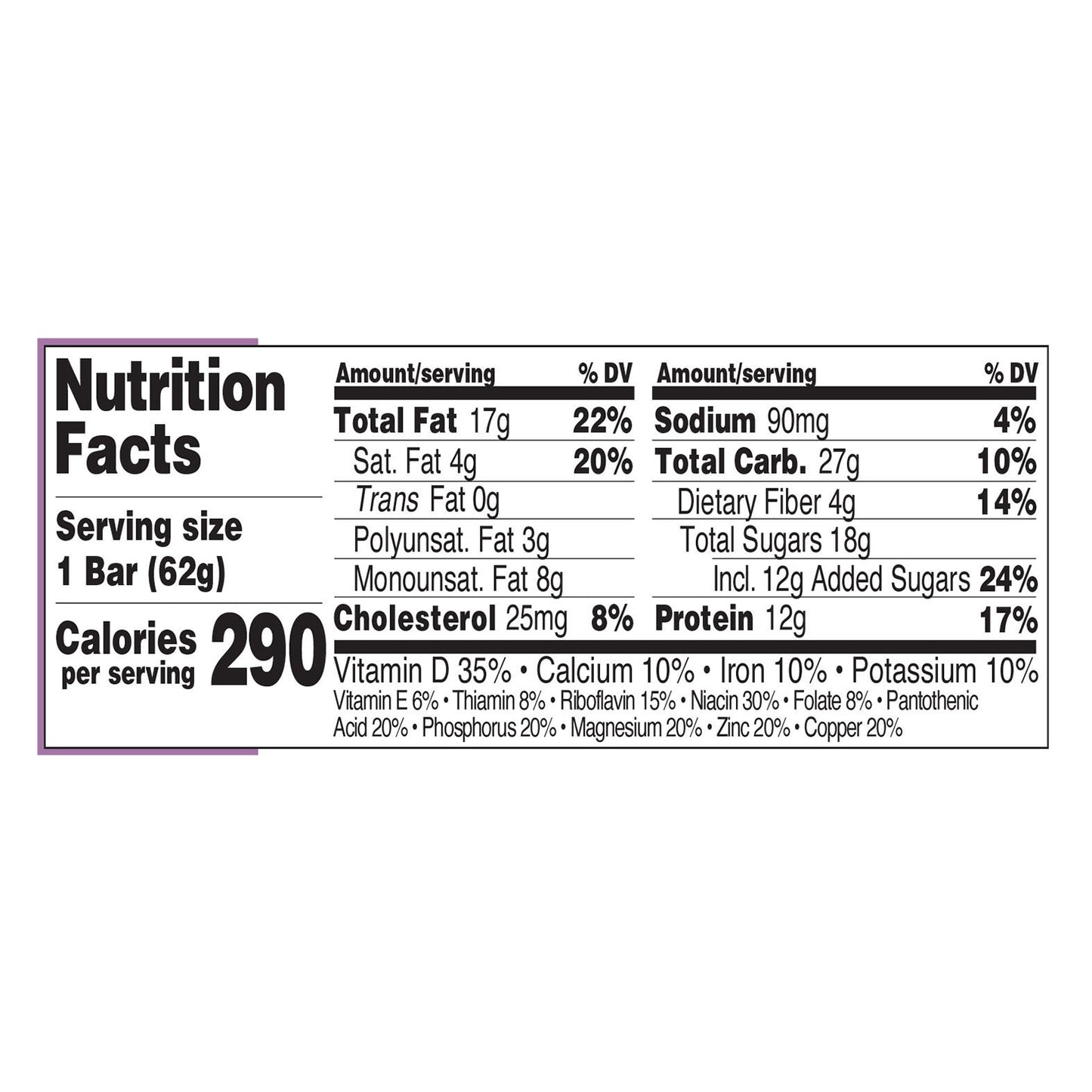 Perfect Bar Organic Chocolate Brownie Cashew Butter and Peanut Butter Protein Bar, 2.2 oz