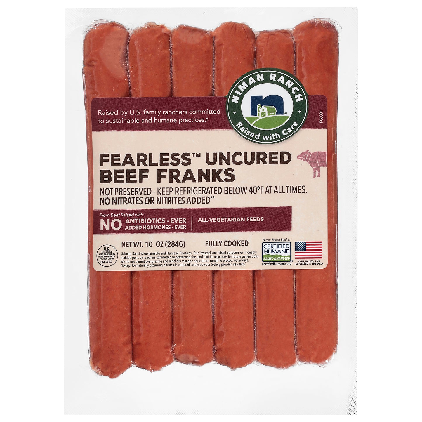Niman Ranch Fearless Uncured Beef Franks 10 oz