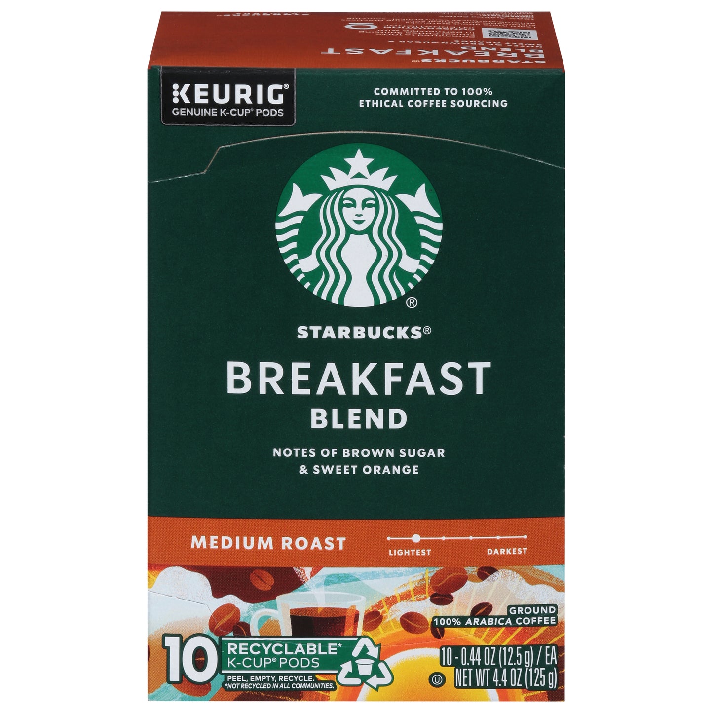 Starbucks K-Cup Pods Medium Roast Ground Coffee 10 - 0.44 oz Pods