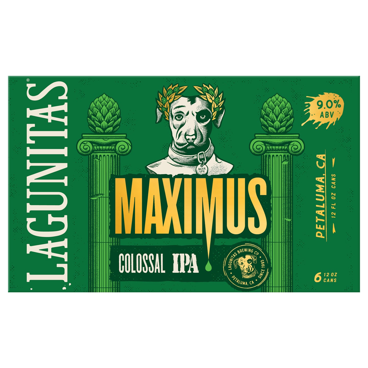 Lagunitas, Maximus Colossal IPA, 9.0% ABV, Double IPA Craft Beer, 6 Pack of 12 Fl. Oz. Cans