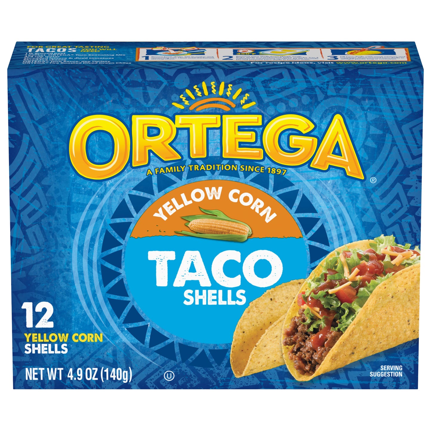 Ortega Yellow Corn Taco Shells, Kosher, 12 Count, 4.9 oz