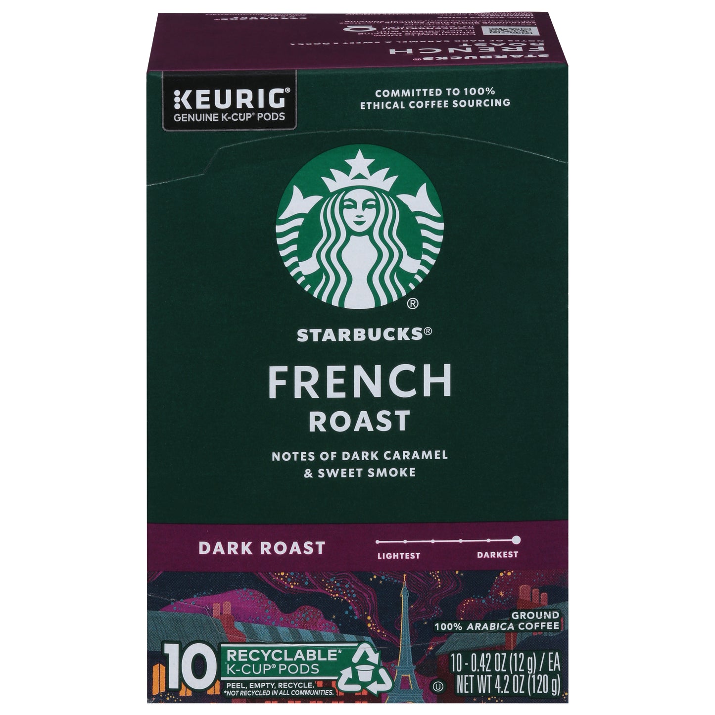 Starbucks K-Cup Pods Dark Roast Ground French Roast Coffee 10 - 0.42 oz Pods