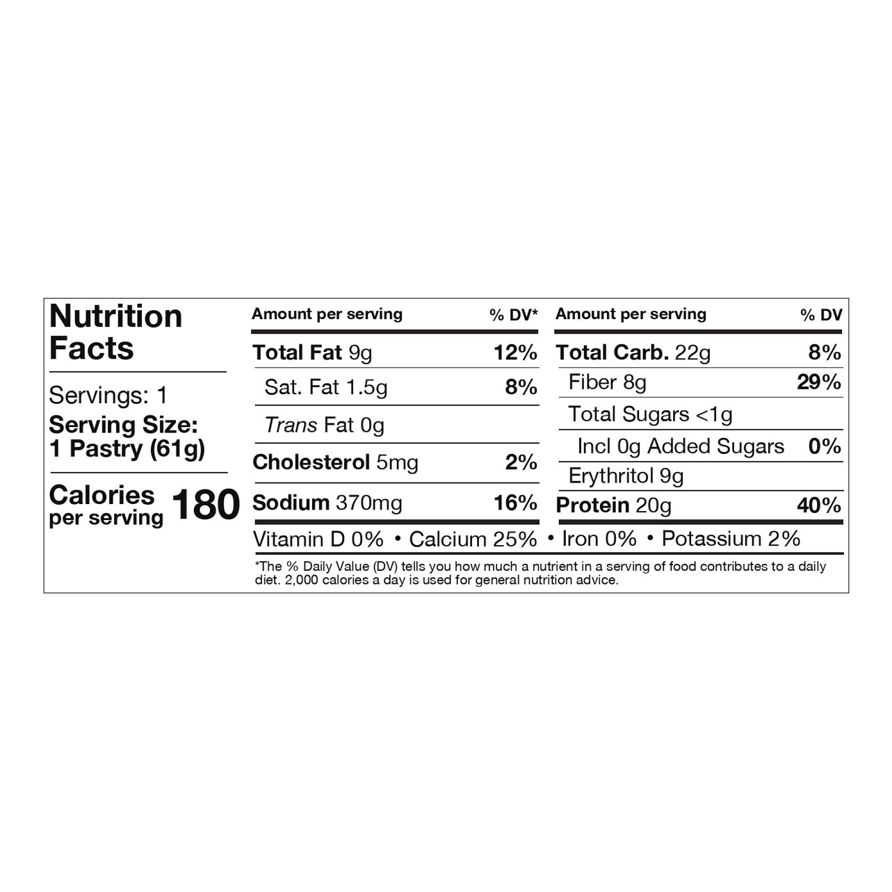Protein Pastry - Blueberry, 2.2 oz Pastry