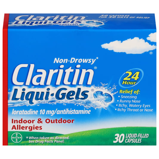 Claritin 10 mg Non-Drowsy Indoor & Outdoor Allergies 30 Liqui-Gels