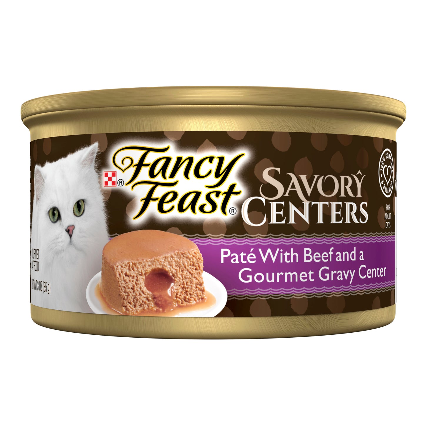 Purina Fancy Feast Savory Centers Pate Adult Wet Cat Food With Beef and a Gravy Center - 3 oz. Can