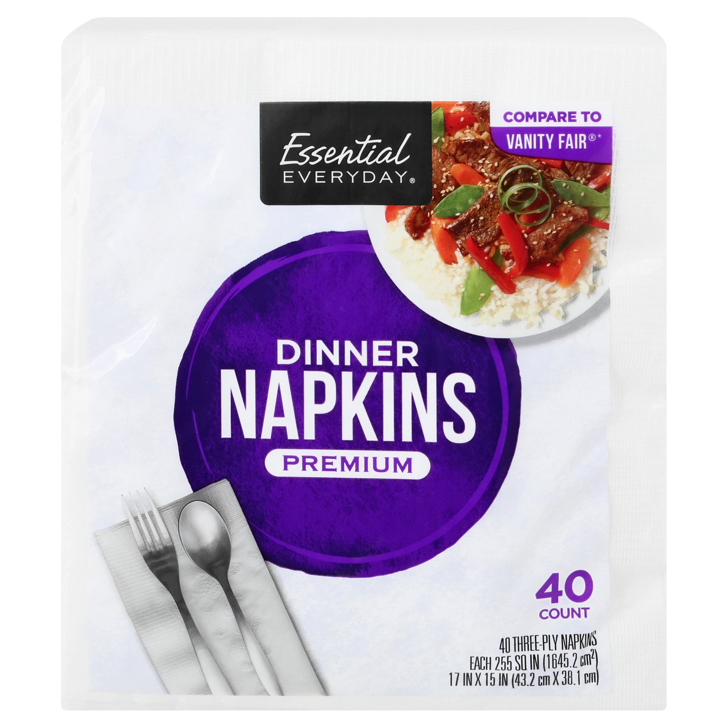 Essential Everyday 3-Ply Premium Dinner Napkins 40 ea