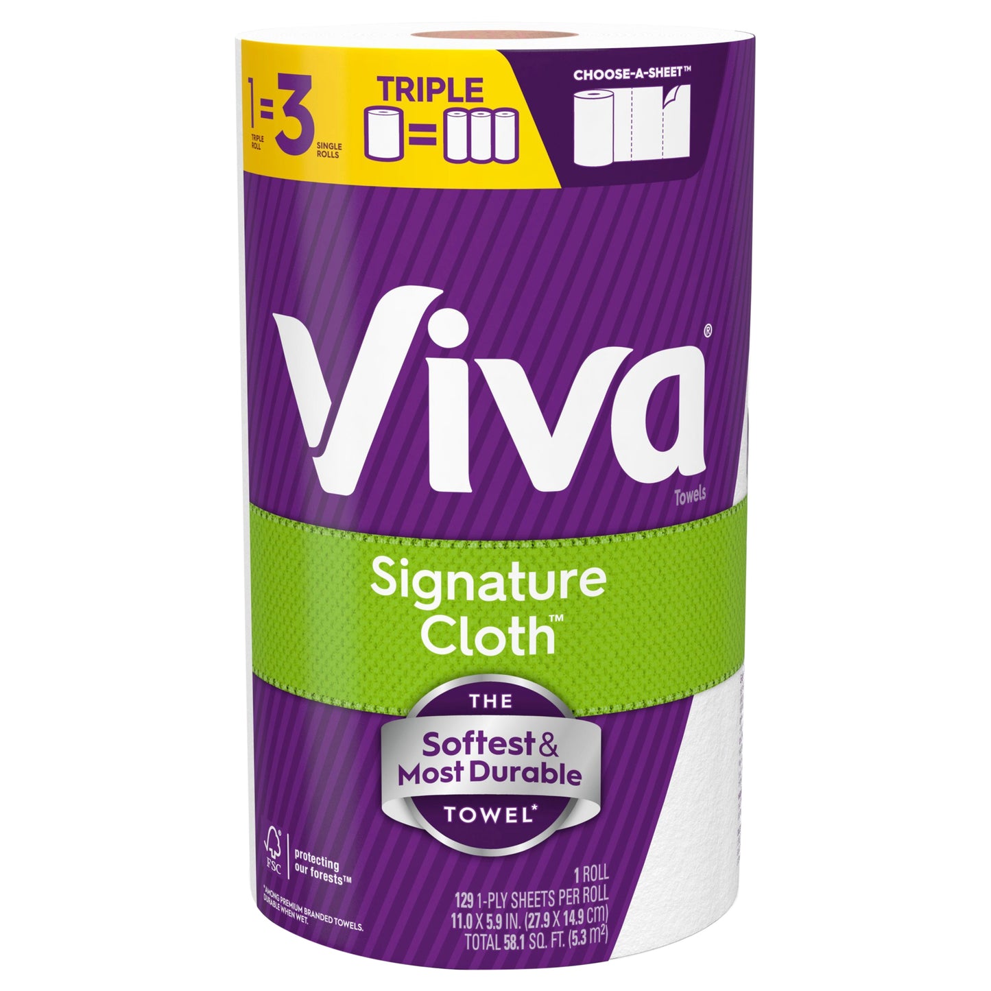 Viva Signature Cloth Paper Towels, 1 Triple Roll, 129 Sheets per Roll