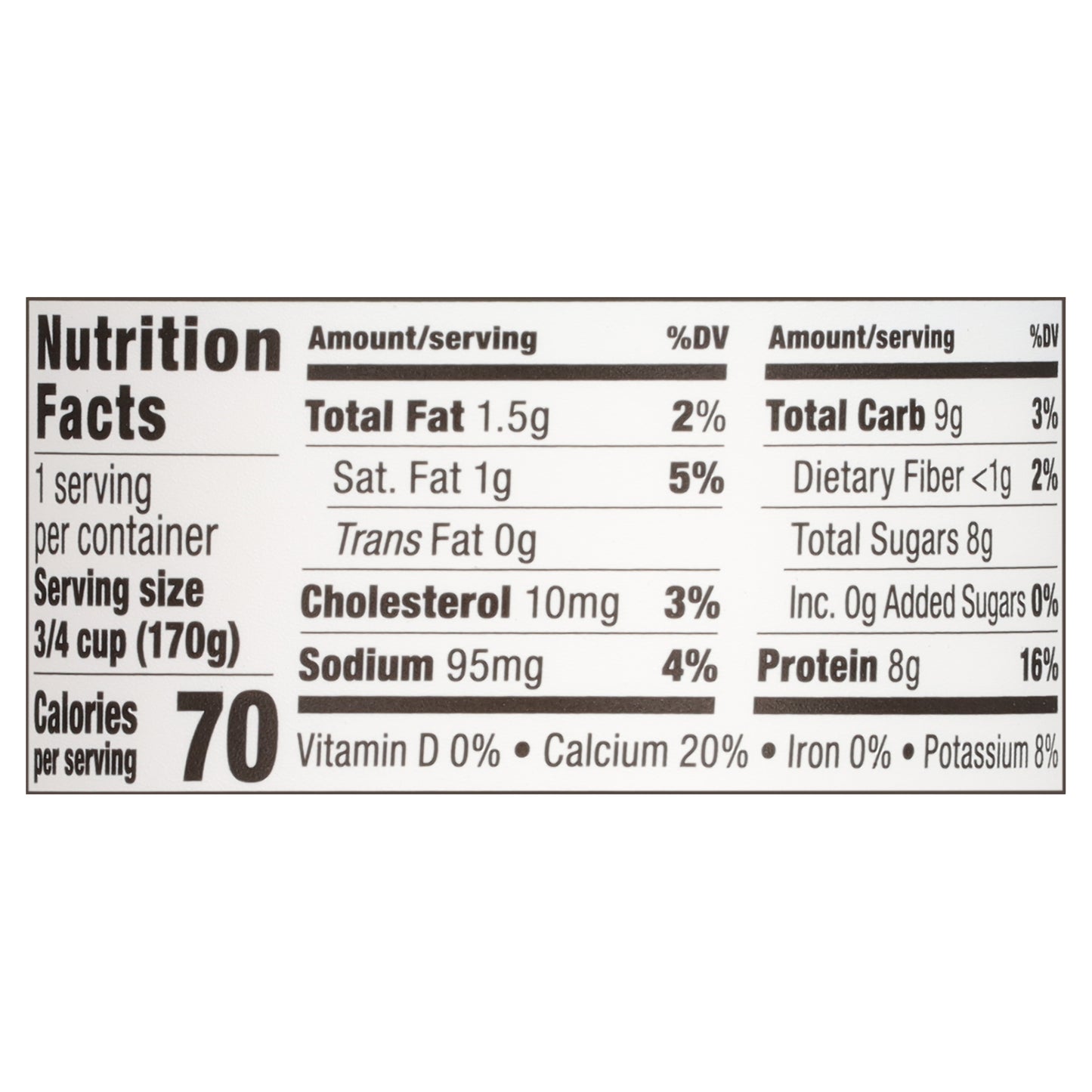Green Valley Lactose Free Lowfat Organic Plain Yogurt 6 oz