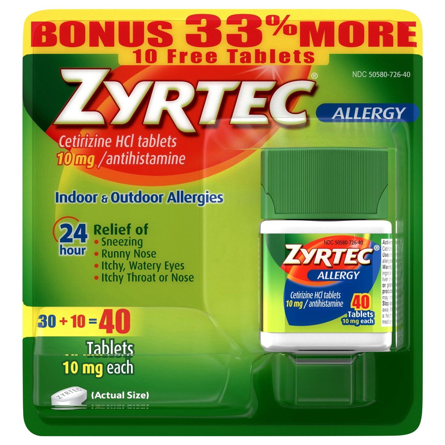 Zyrtec Allergy Tablets, 10 mg, 40 Count