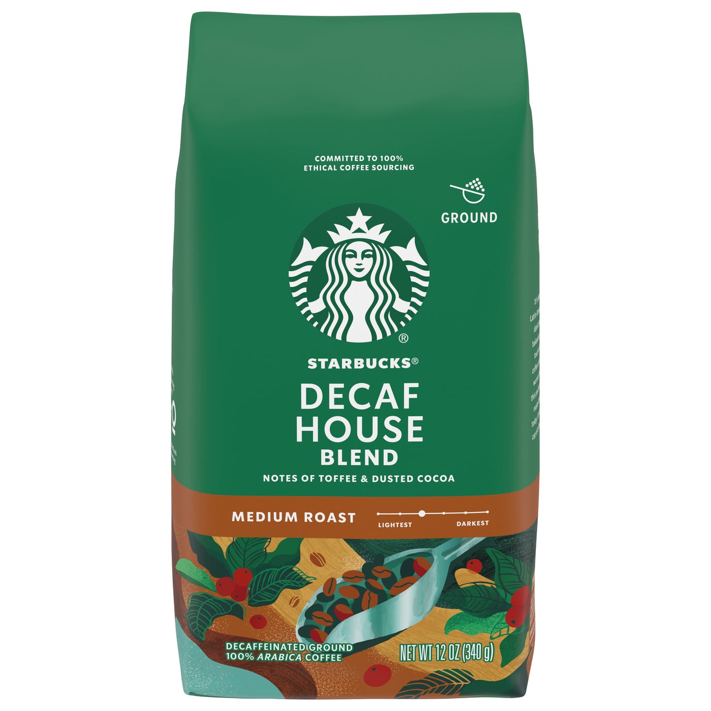 Starbucks Medium Roast Ground 100% Arabica Decaf House Blend Coffee 12 oz