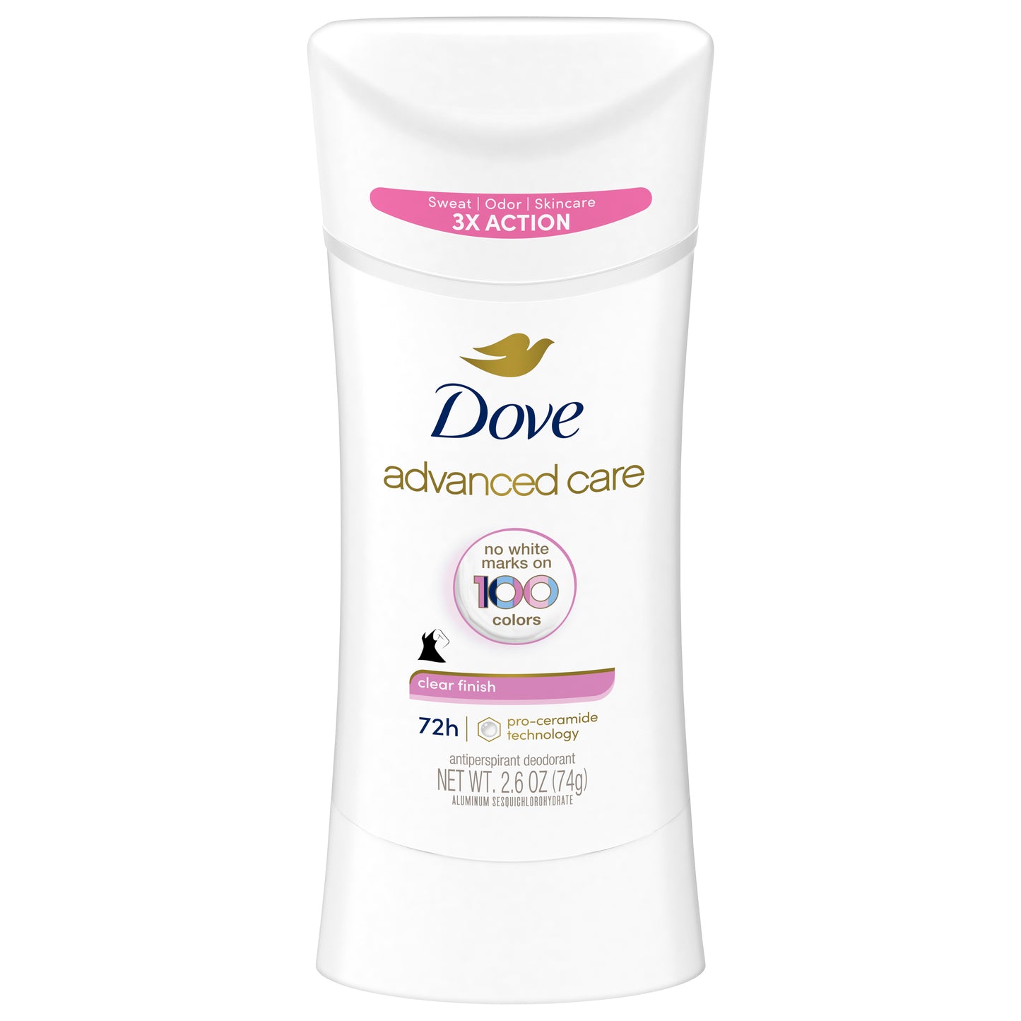 Dove Advanced Care Antiperspirant Deodorant Stick Clear Finish 2.6 Oz