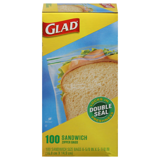 Glad Sandwich Zipper Bags 100 ea